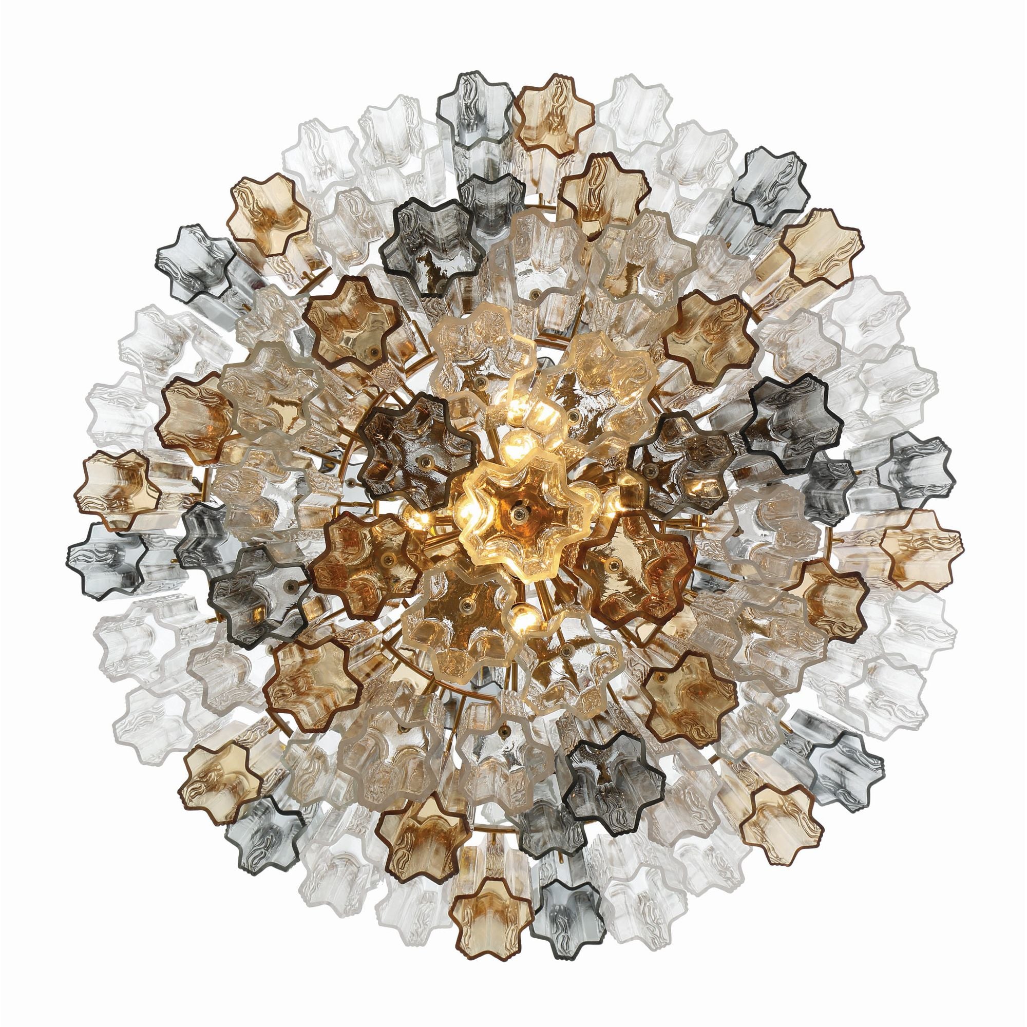 Addis 20 Light Aged Brass Chandelier Tronchi Glass Autumn 31.5"W x 50.5"H x 31.5"D