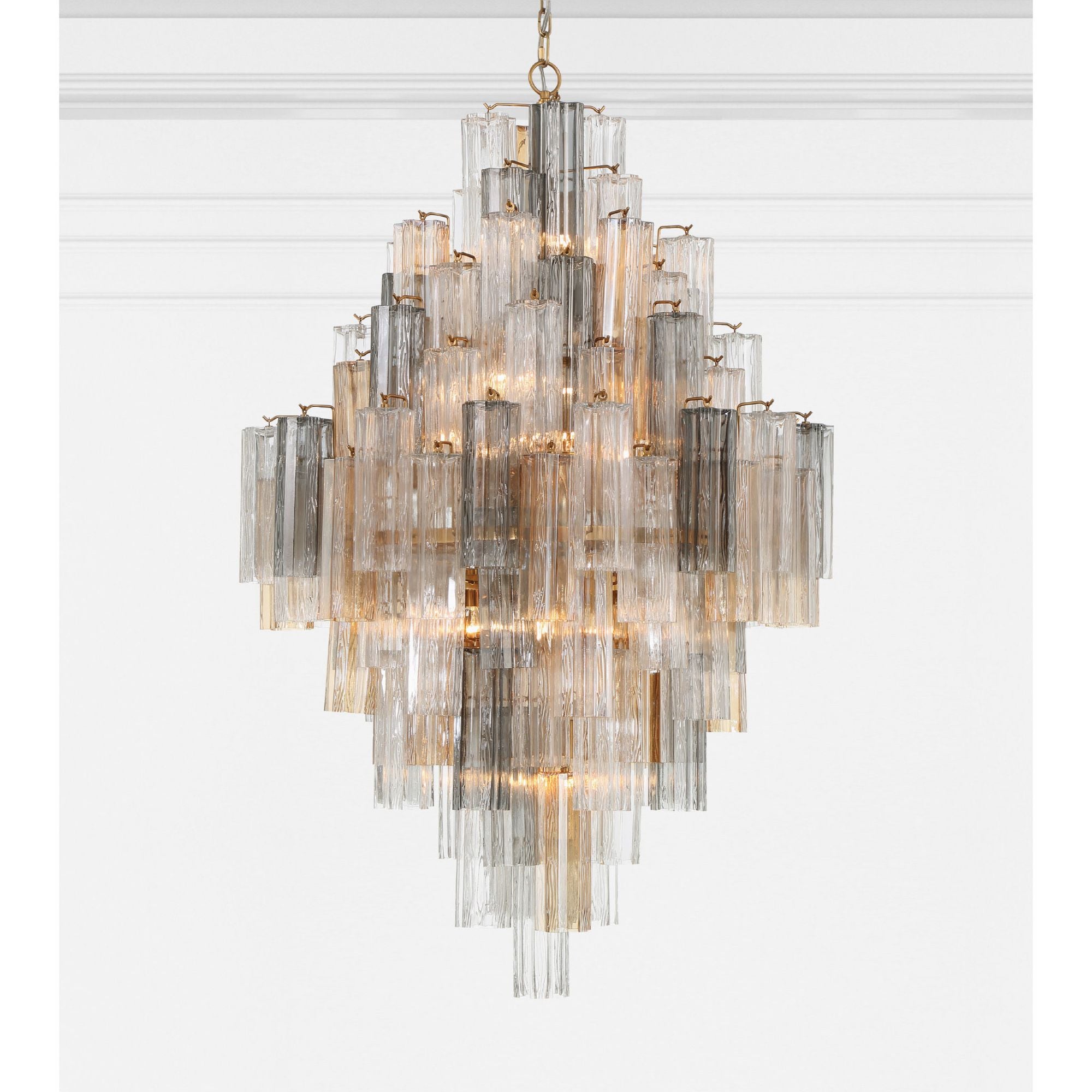 Addis 20 Light Aged Brass Chandelier Tronchi Glass Autumn 31.5"W x 50.5"H x 31.5"D