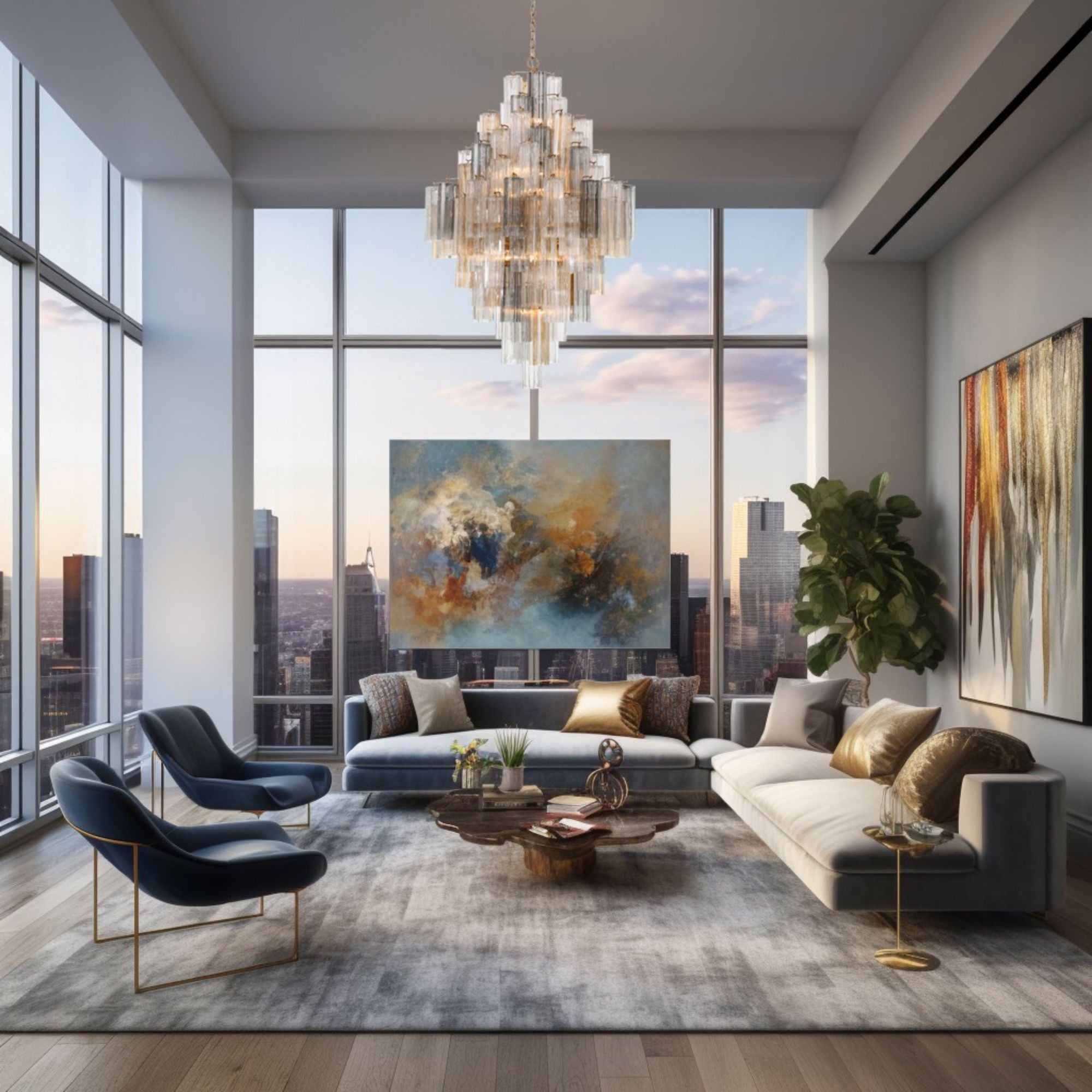 Addis 20 Light Aged Brass Chandelier Tronchi Glass Autumn 31.5"W x 50.5"H x 31.5"D