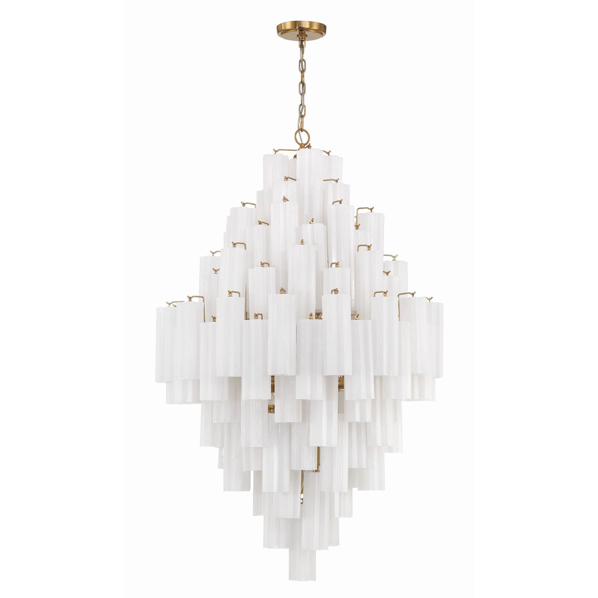 Addis 20 Light Aged Brass Chandelier Tronchi Glass White 31.5"W x 50.5"H x 31.5"D