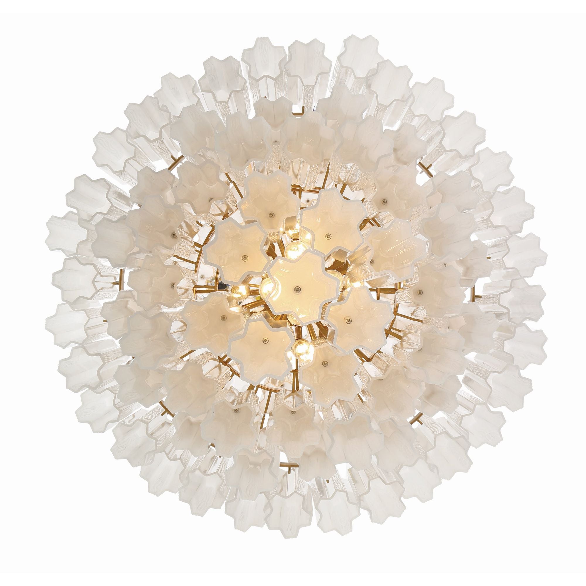 Addis 20 Light Aged Brass Chandelier Tronchi Glass White 31.5"W x 50.5"H x 31.5"D