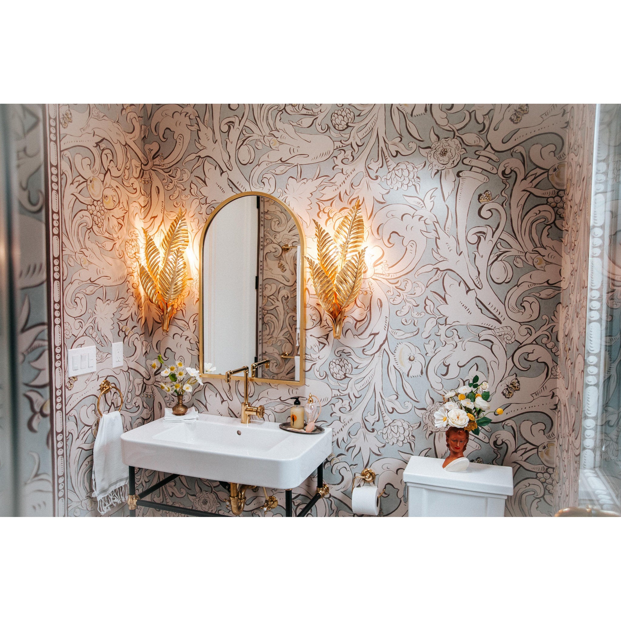 Tropicale 2-Light Wall Sconce in Gold Leaf 11.5L x 11.5W x 26.5H