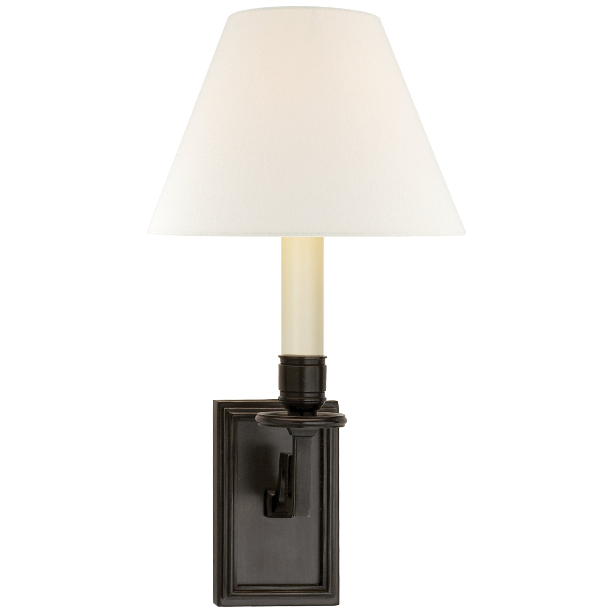 Alexa Hampton Dean Library Sconce in Gun Metal with Linen Shade Wall Light W6.5" x H13"