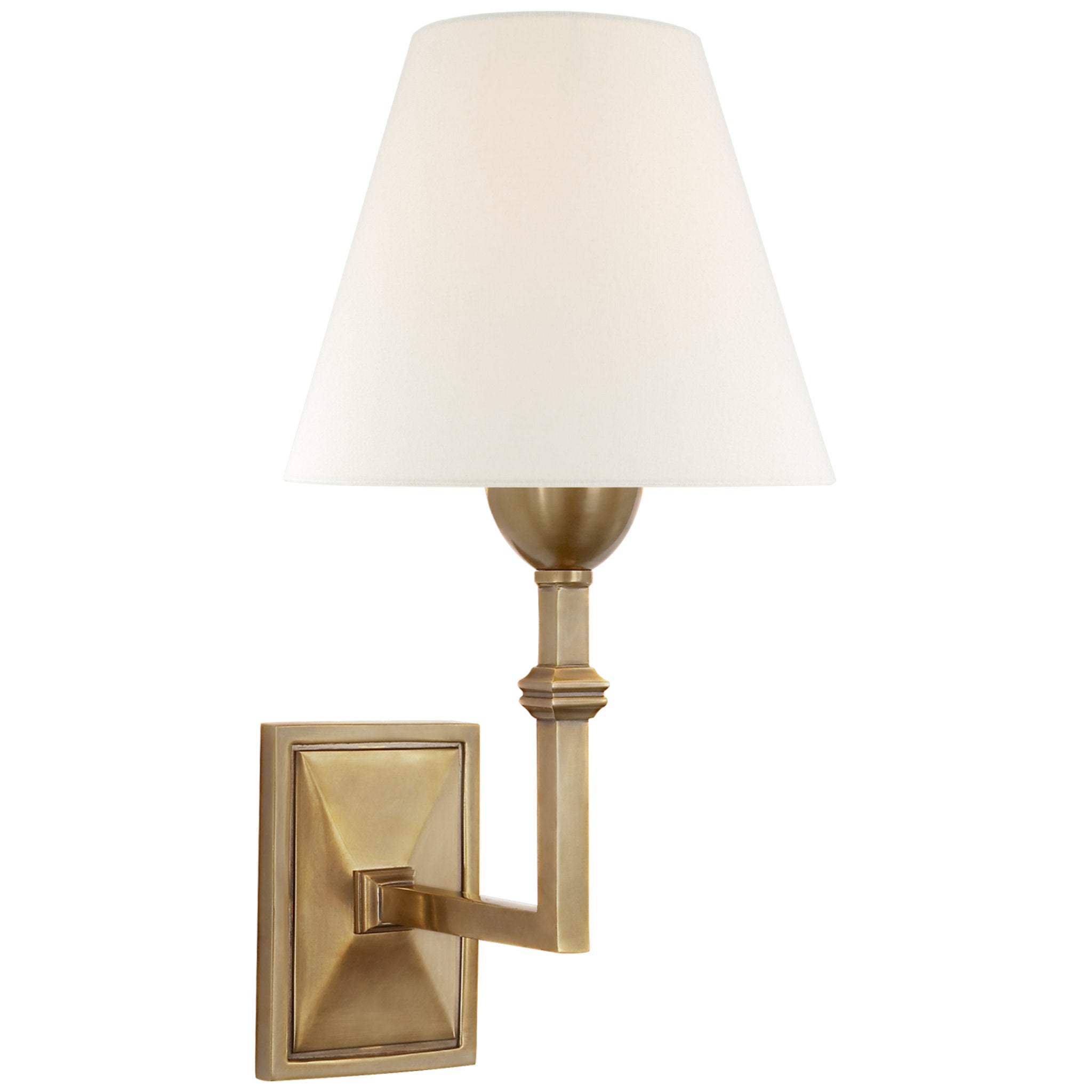 Alexa Hampton Jane Wall Sconce in Hand-Rubbed Antique Brass with Linen Shade Wall Light W7" x H13.5"