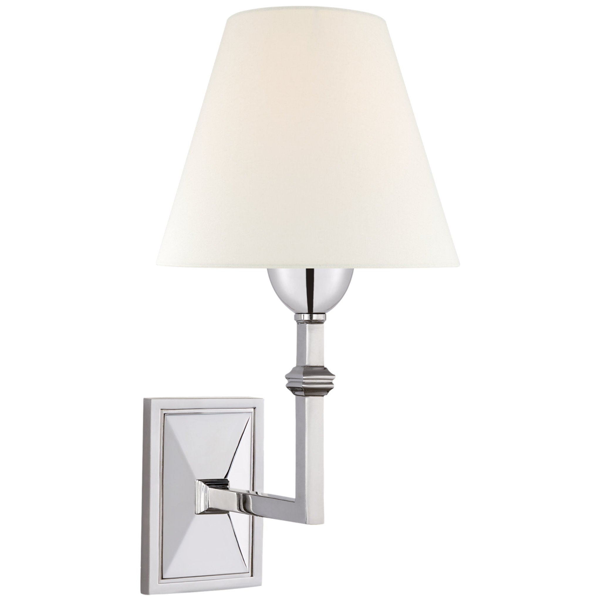 Alexa Hampton Jane Wall Sconce in Polished Nickel with Linen Shade Wall Light W7" x H13.5"