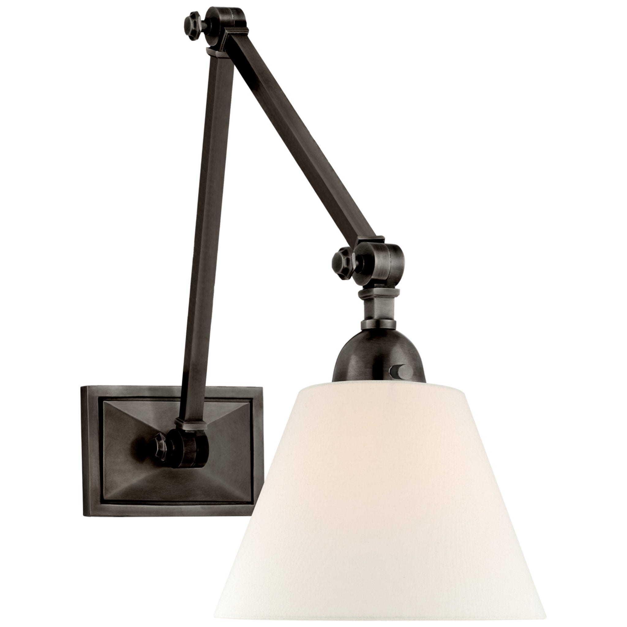 Alexa Hampton Jane Double Library Wall Light in Gun Metal with Linen Shade W7.5" x H10.5" - 13"