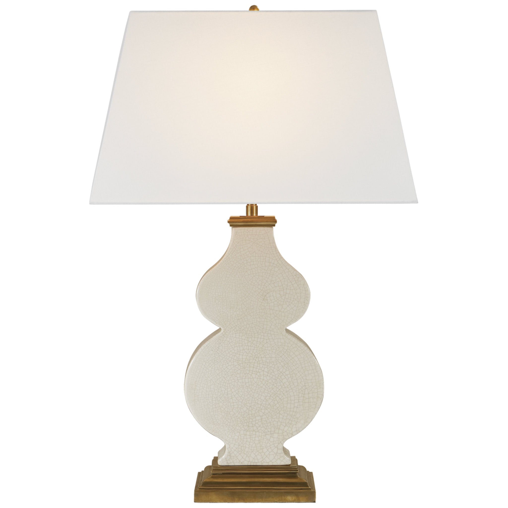 Alexa Hampton Anita Table Lamp in Tea Stain Porcelain with Linen Shade W18" x H28.5"