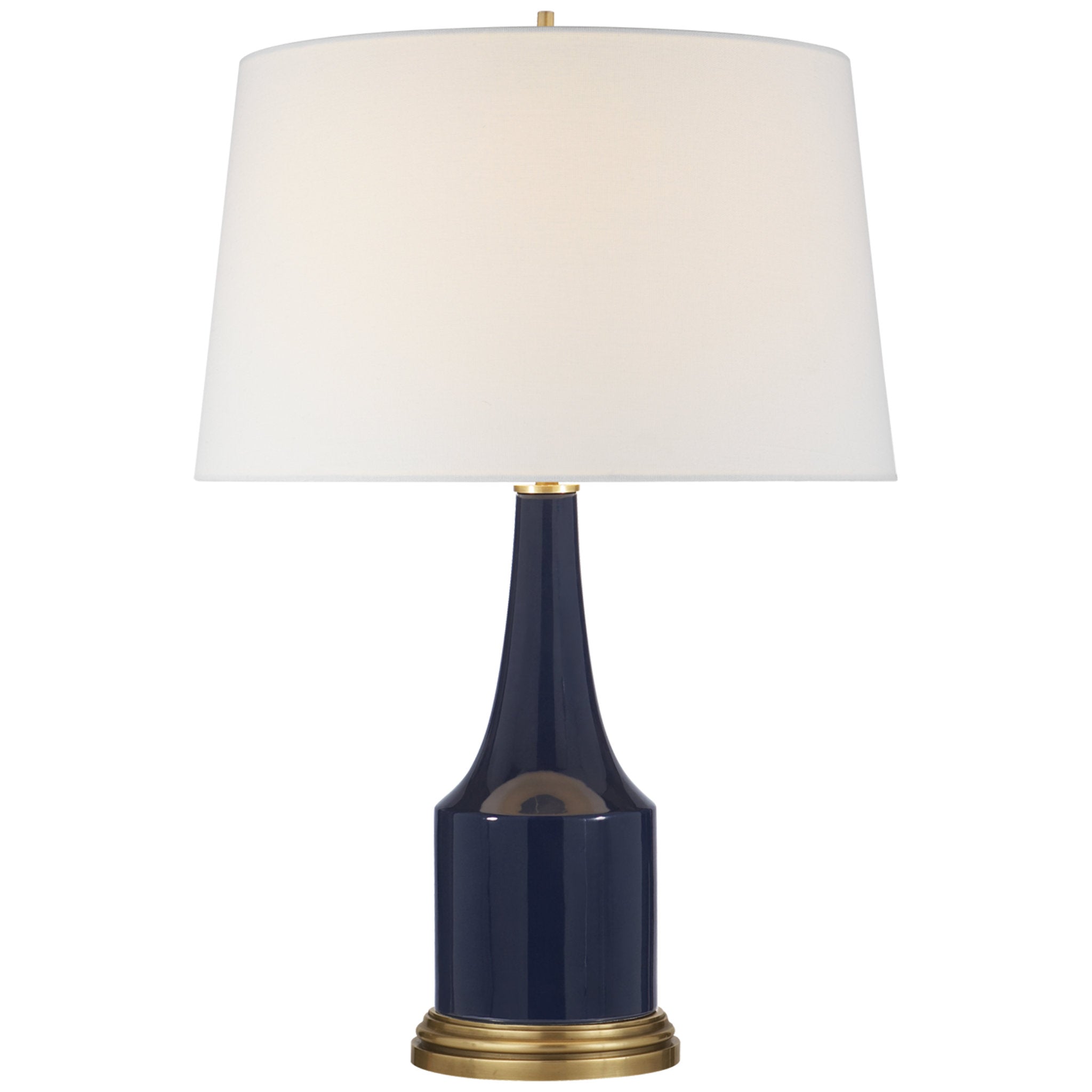 Alexa Hampton Sawyer Table Lamp in Midnight Blue Porcelain with Linen Shade W15" x H24.75"