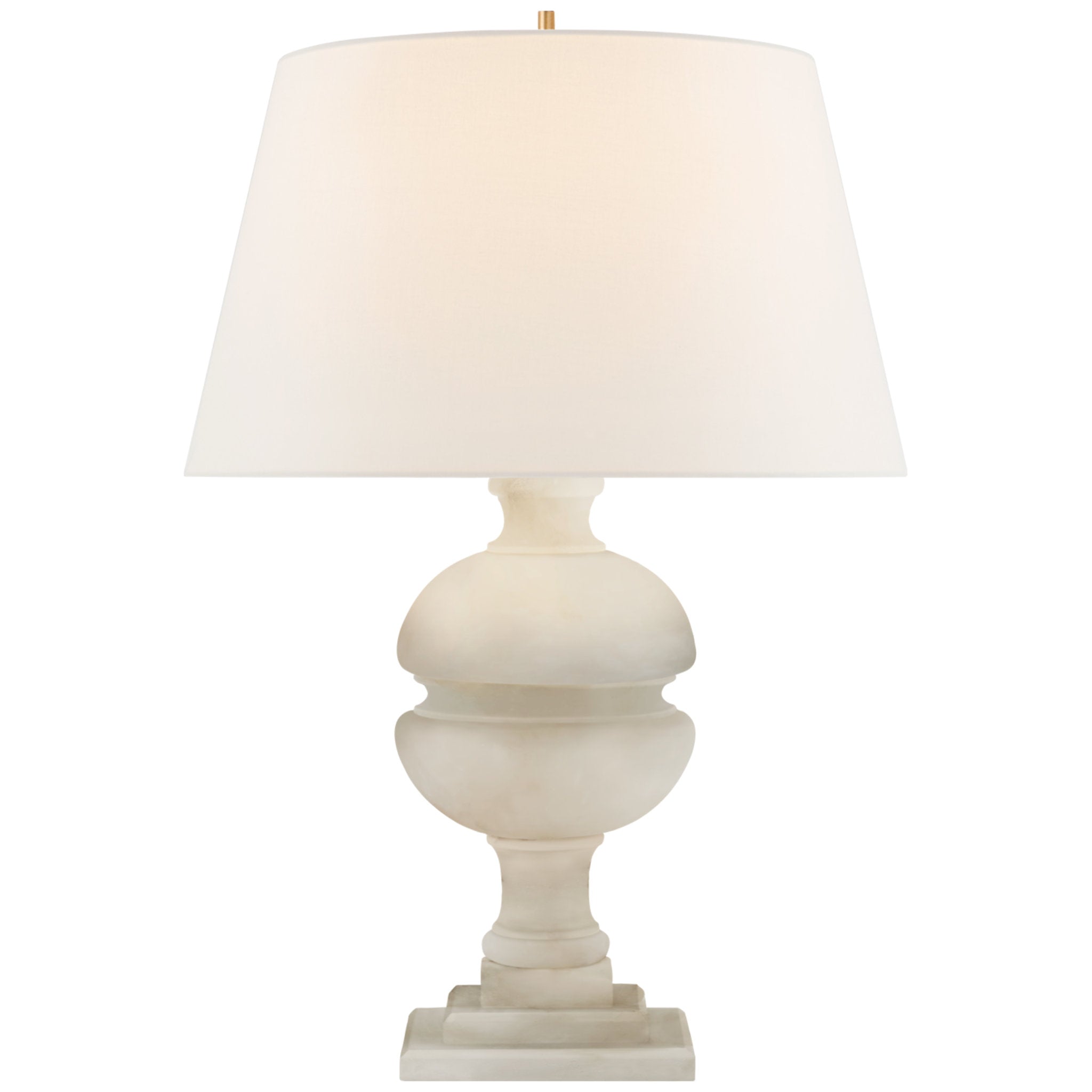 Alexa Hampton Desmond Table Lamp in Alabaster with Linen Shade W18" x H26"