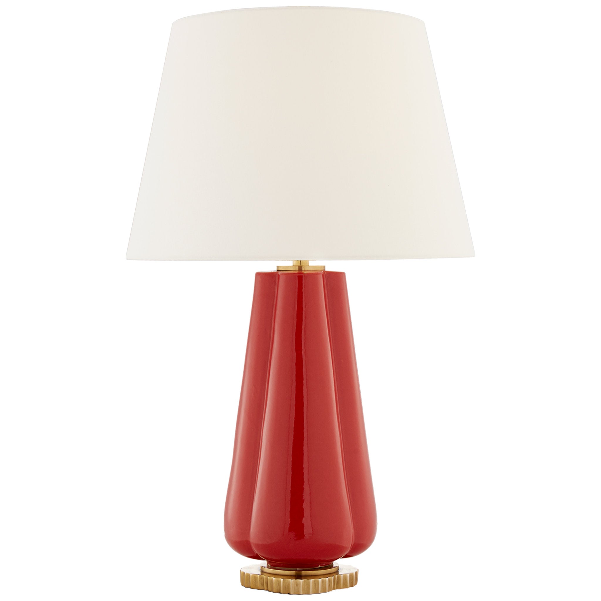 Alexa Hampton Penelope Table Lamp in Berry Red with Linen Shade W18" x H30.5"