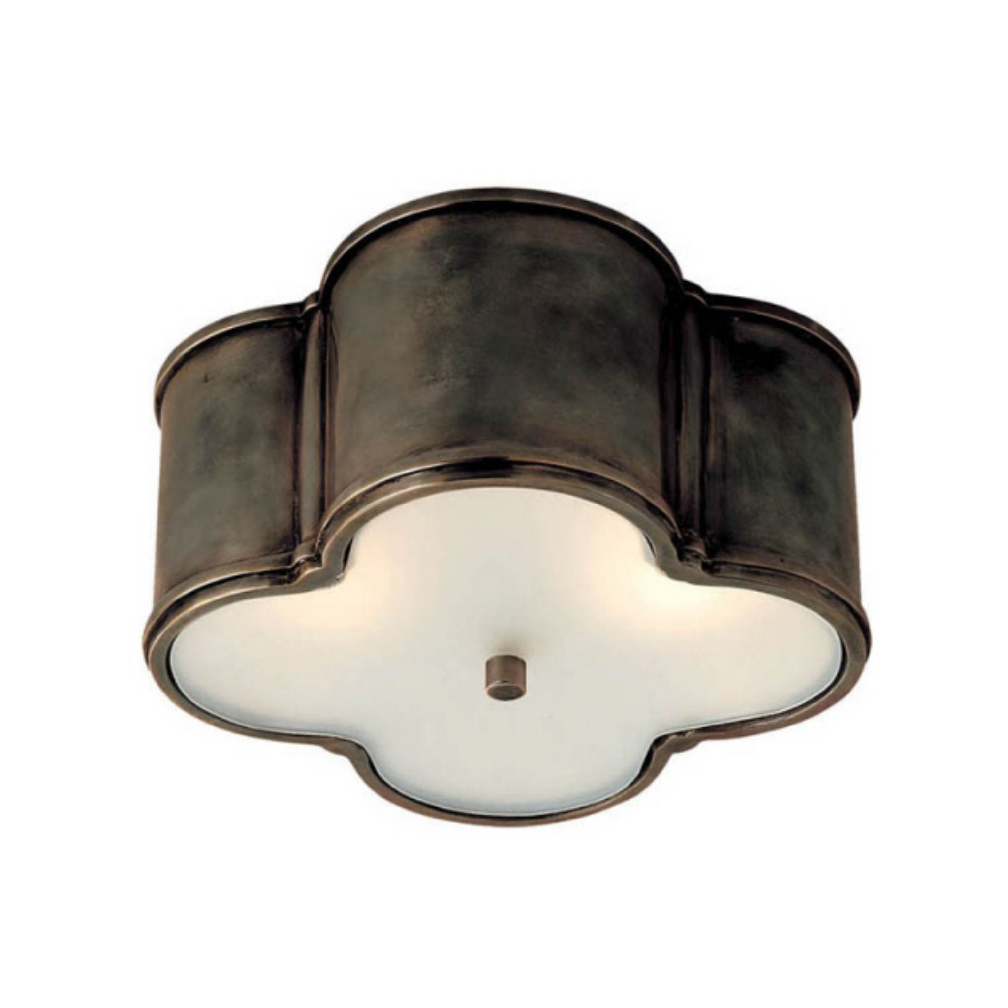 Alexa Hampton Basil Small Flush Mount in Gun Metal with Frosted Glass Ceiling Light W11.25" x H5"