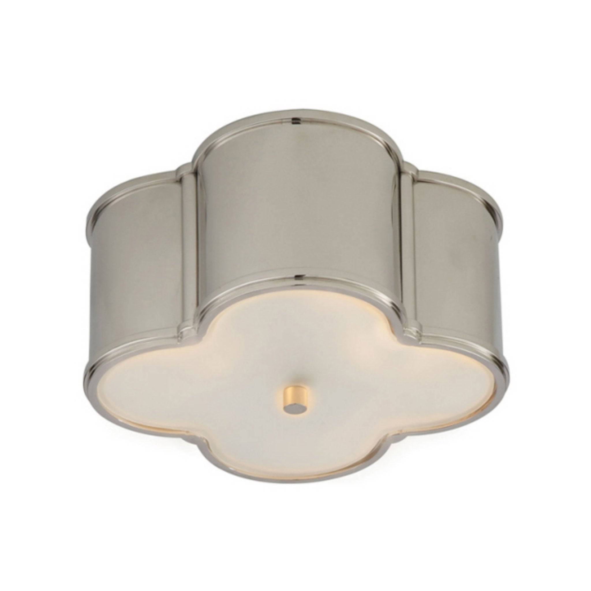 Alexa Hampton Basil Small Flush Mount in Polished Nickel with Frosted Glass Ceiling Light W11.25" x H5"