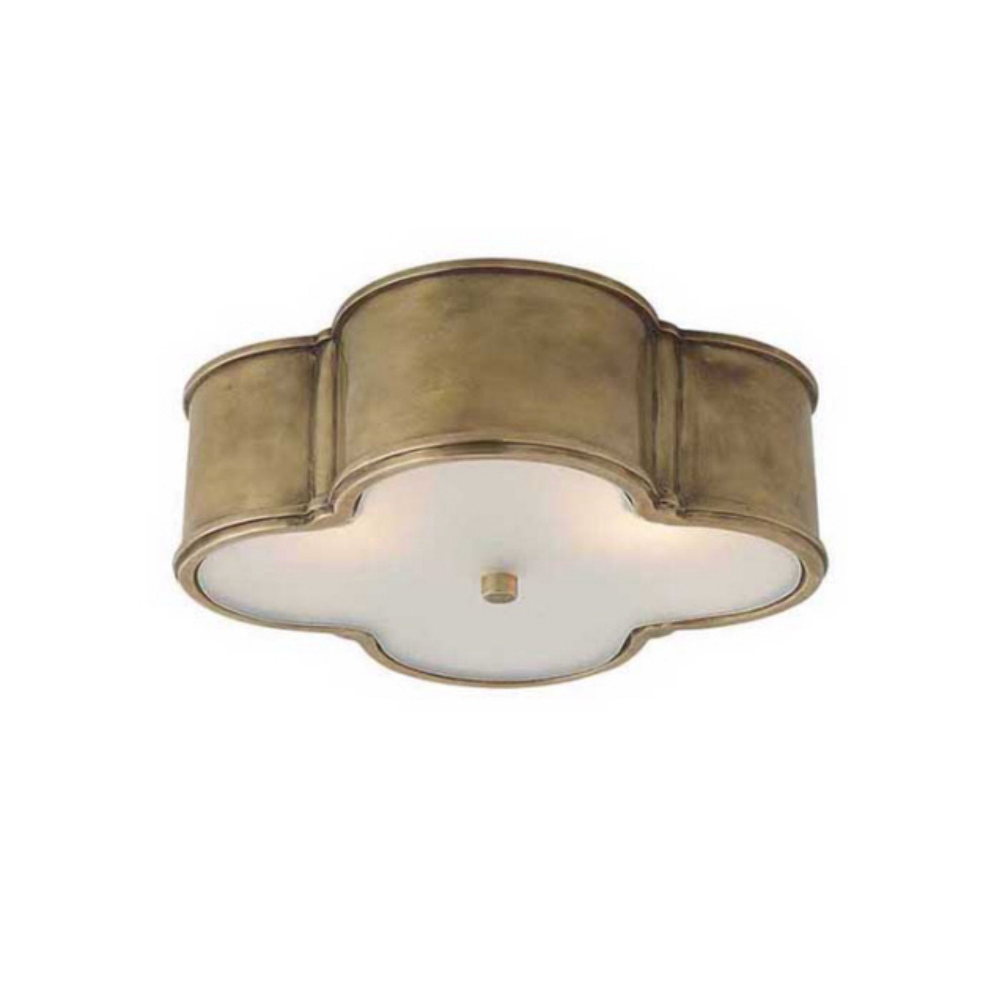 Alexa Hampton Basil 17" Flush Mount in Natural Brass with Frosted Glass Ceiling Light W17.25" x H5"