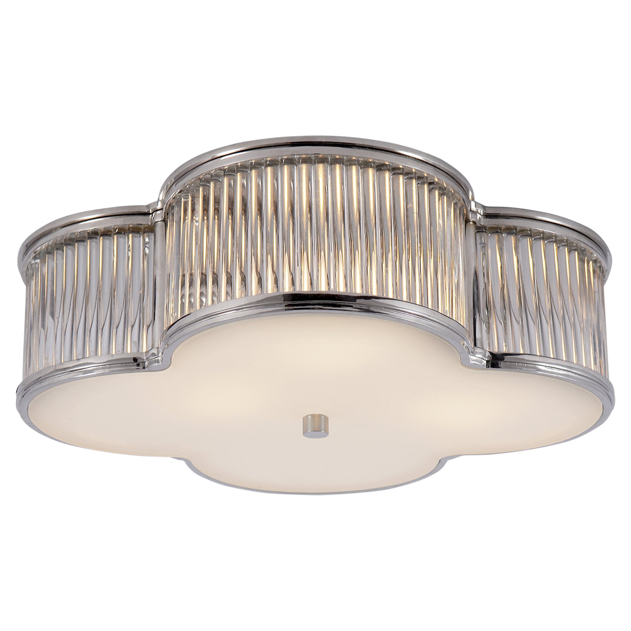 Alexa Hampton Basil 17" Flush Mount in Polished Nickel and Clear Glass Rods with Frosted Glass Ceiling Light W17.25" x H5"