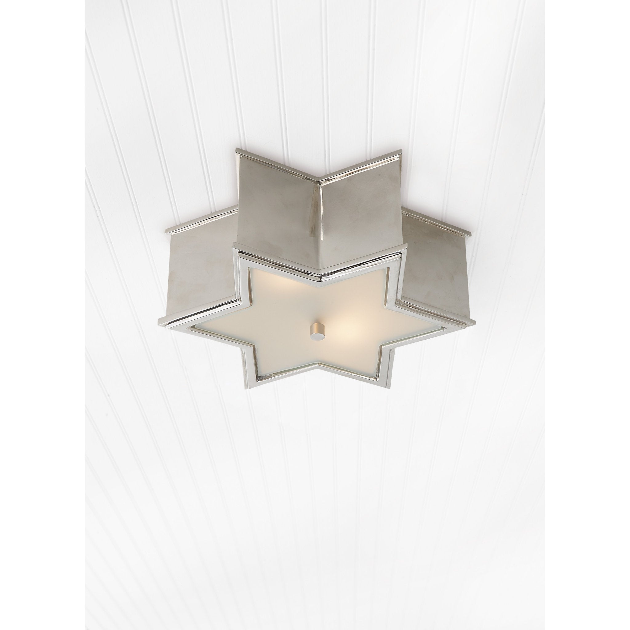 Alexa Hampton Sophia Small Flush Mount in Polished Nickel with Frosted Glass Ceiling Light W13.5" x H5"