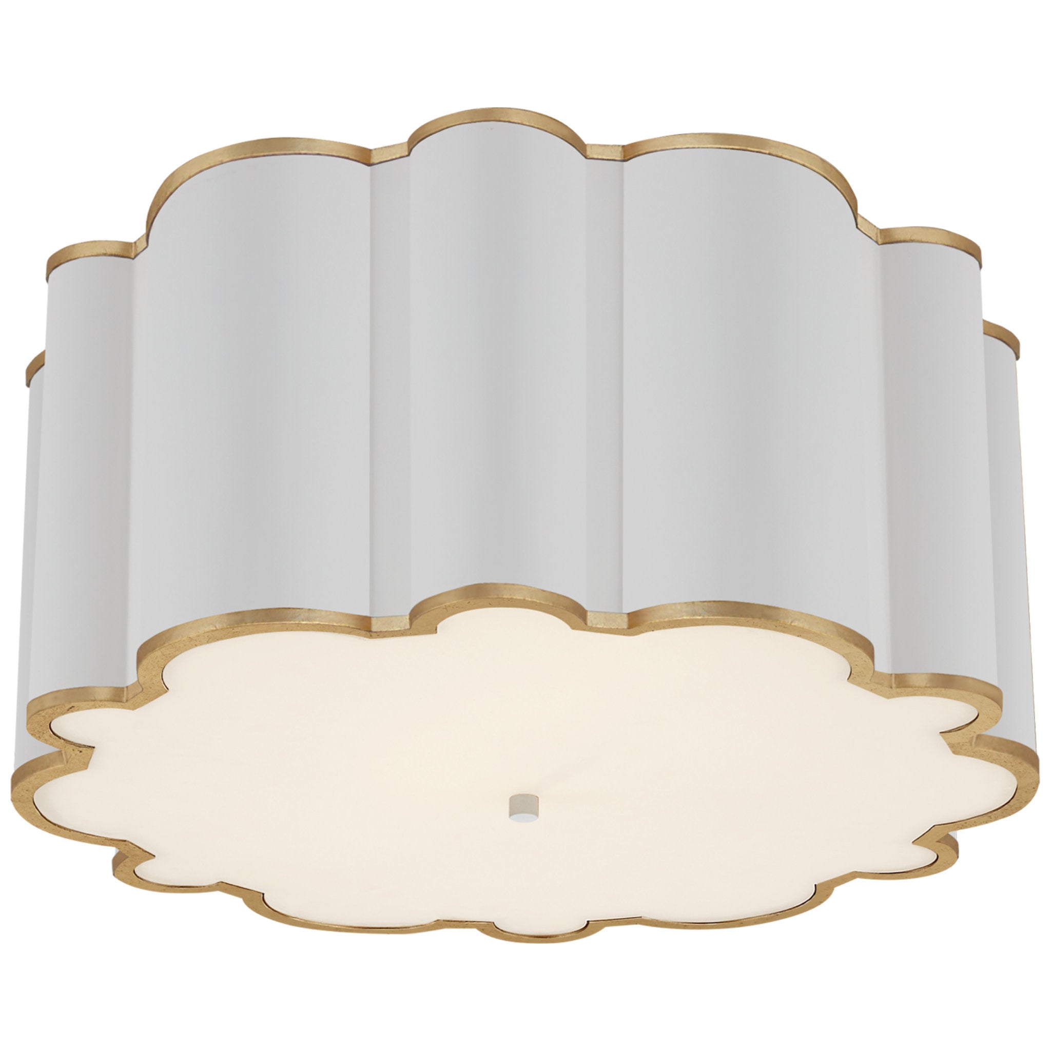 Alexa Hampton Markos Grande Flush Mount in White and Gild with Frosted Acrylic Ceiling Light W26.25" x H12.5"