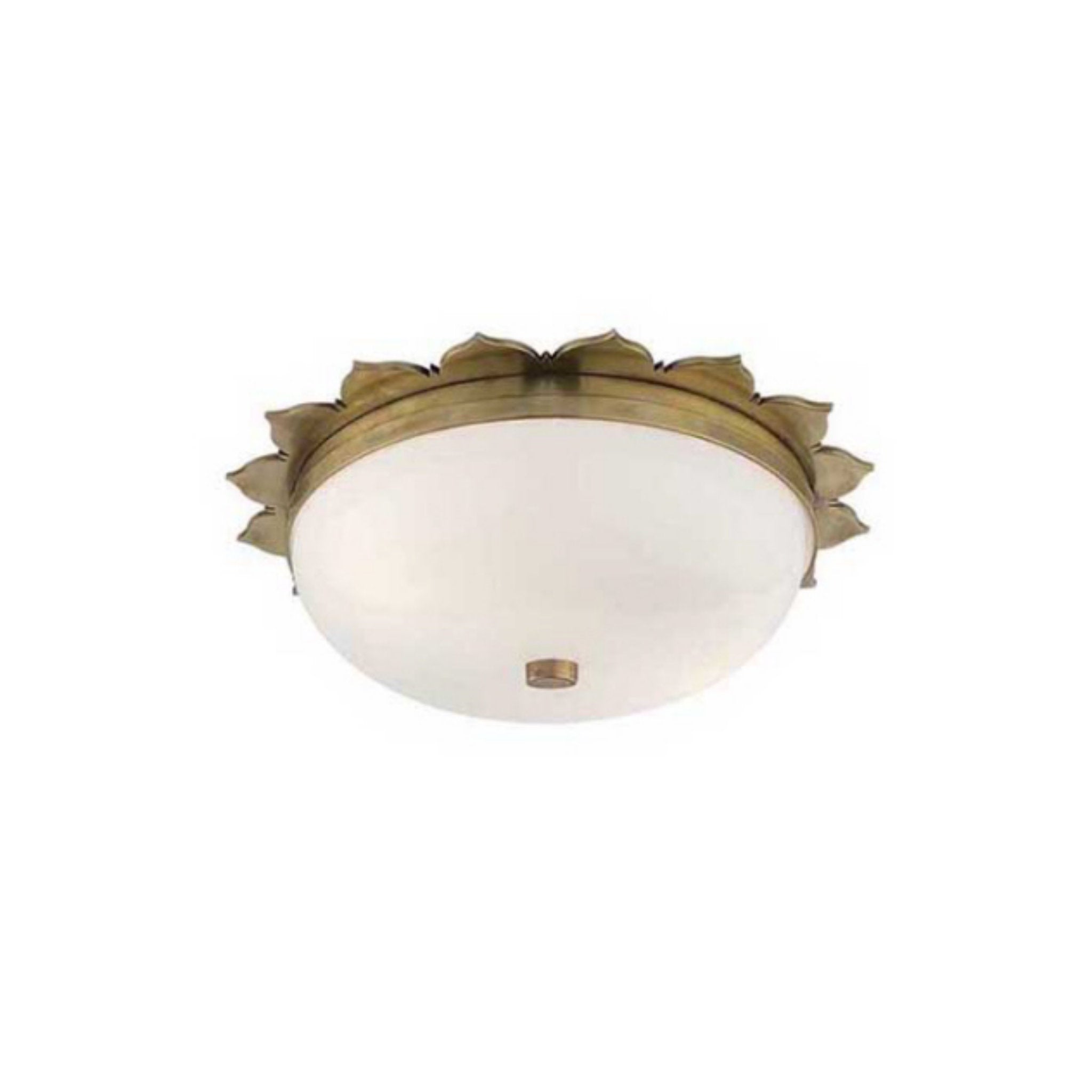 Alexa Hampton Rachel Small Flush Mount in Natural Brass with White Glass Ceiling Light W13.5" x H4"