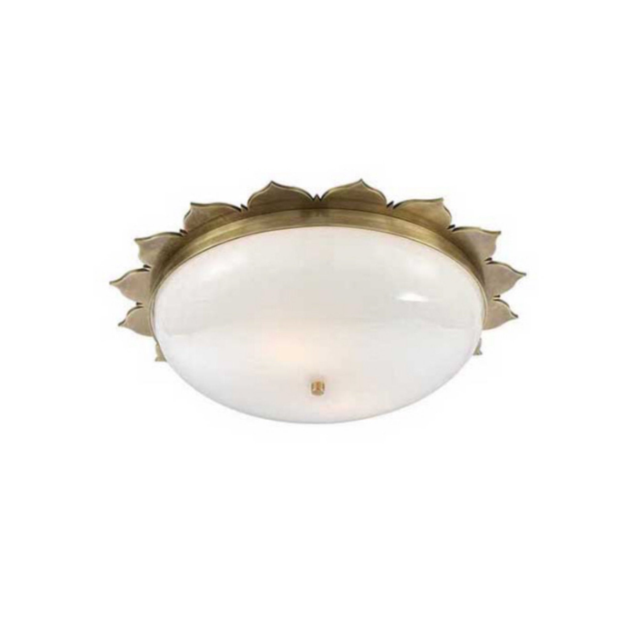 Alexa Hampton Rachel Large Flush Mount in Natural Brass with White Glass Ceiling Light W18" x H5"