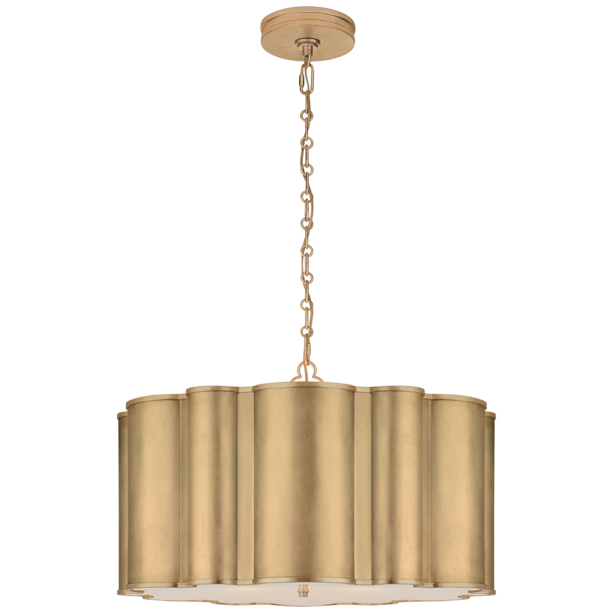 Alexa Hampton Markos Large Hanging Shade in Gild with Frosted Acrylic Ceiling Light W26" x H16.25"