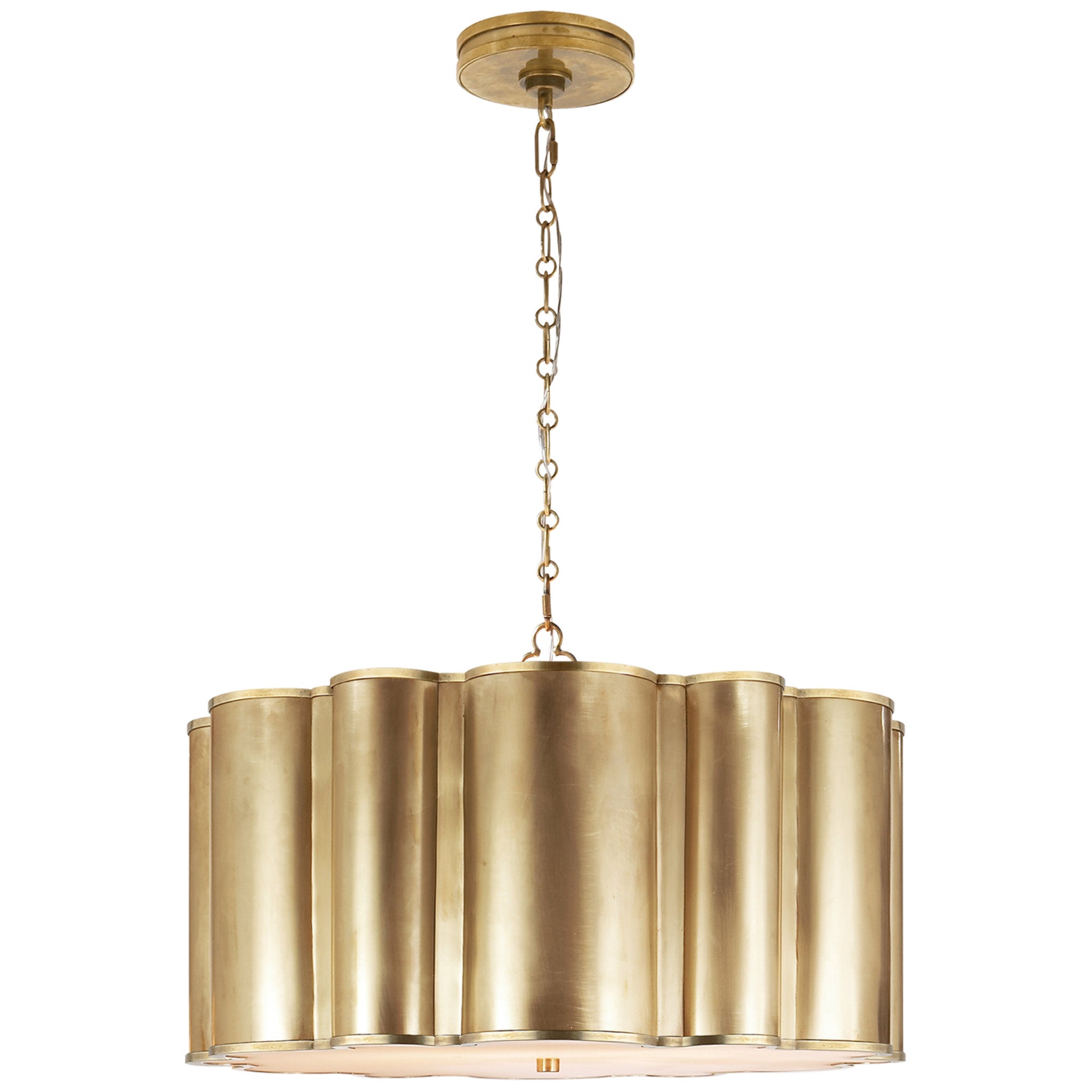 Alexa Hampton Markos Large Hanging Shade in Natural Brass Ceiling Light W26" x H16.25"