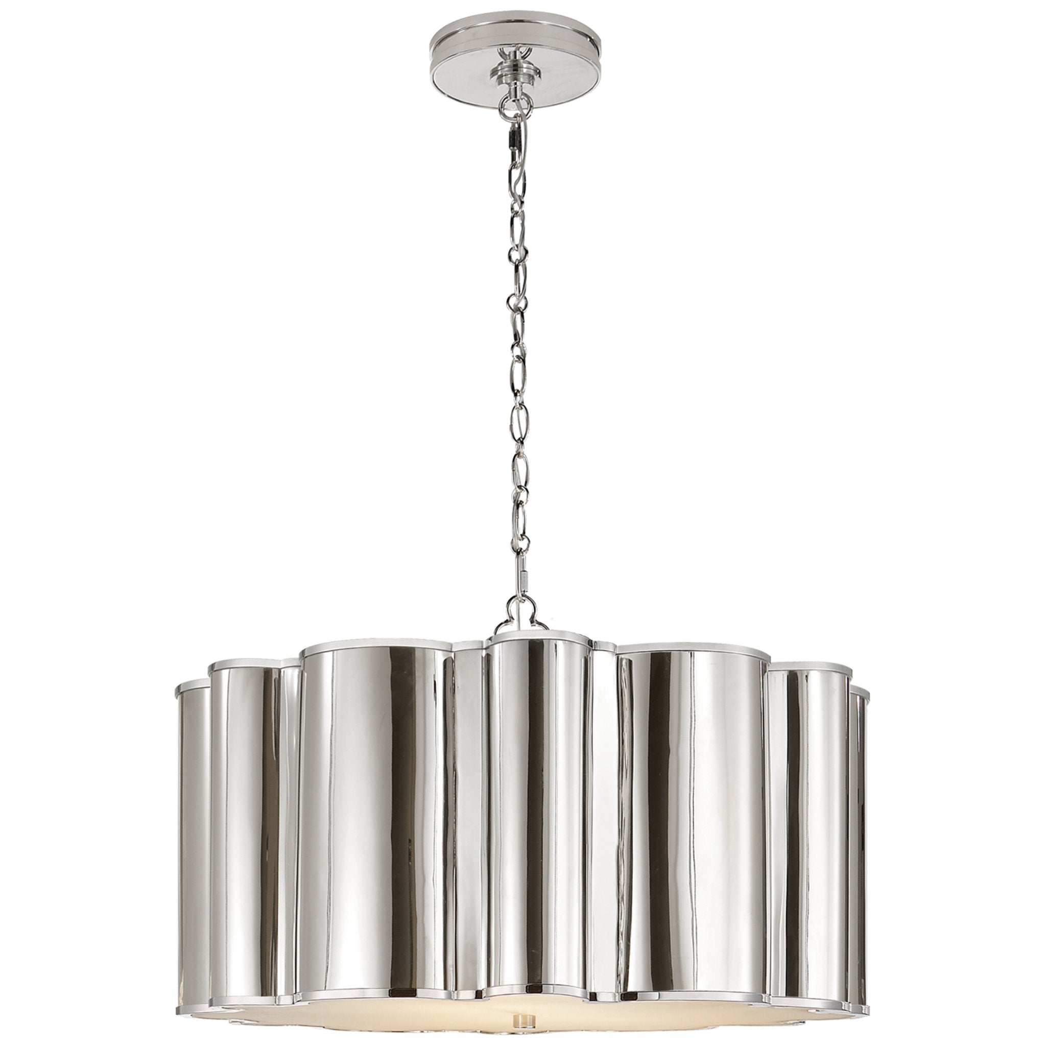 Alexa Hampton Markos Large Hanging Shade in Polished Nickel Ceiling Light W26" x H16.25"