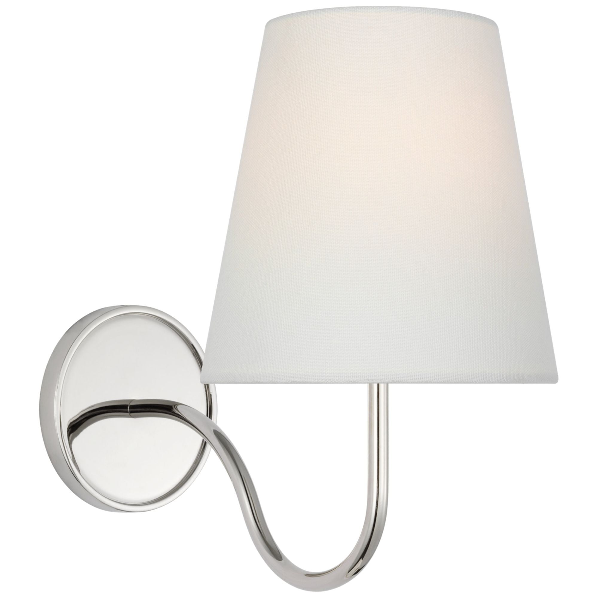 Amber Lewis Lyndsie Small Sconce in Polished Nickel with Linen Shade Wall Light W6" x H10.75"