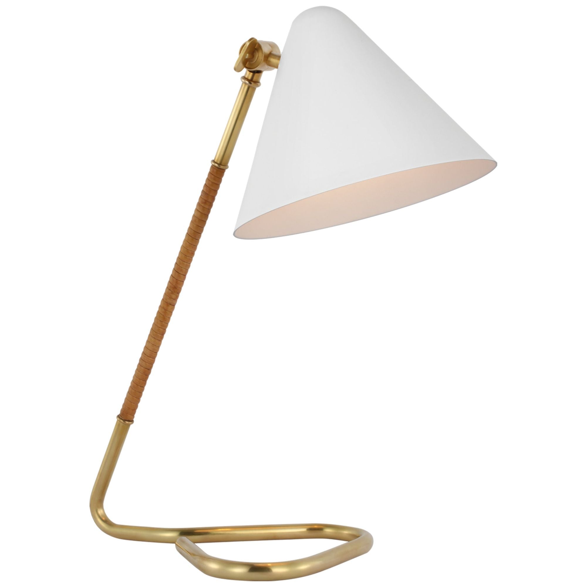 Amber Lewis Laken Small Desk Lamp in Hand-Rubbed Antique Brass and Nat