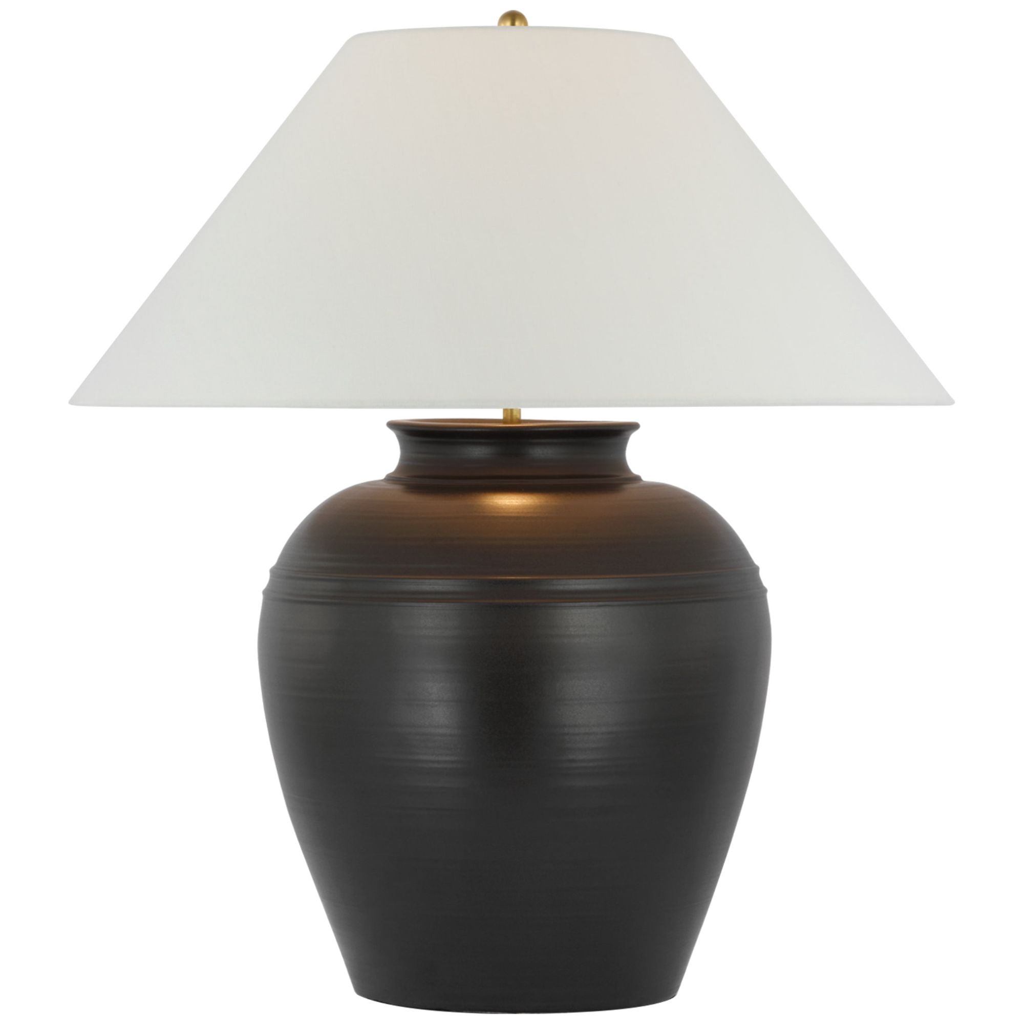 Amber Lewis Prado Medium Table Lamp in Matte Black with Linen Shade W24.5" x H26.5"