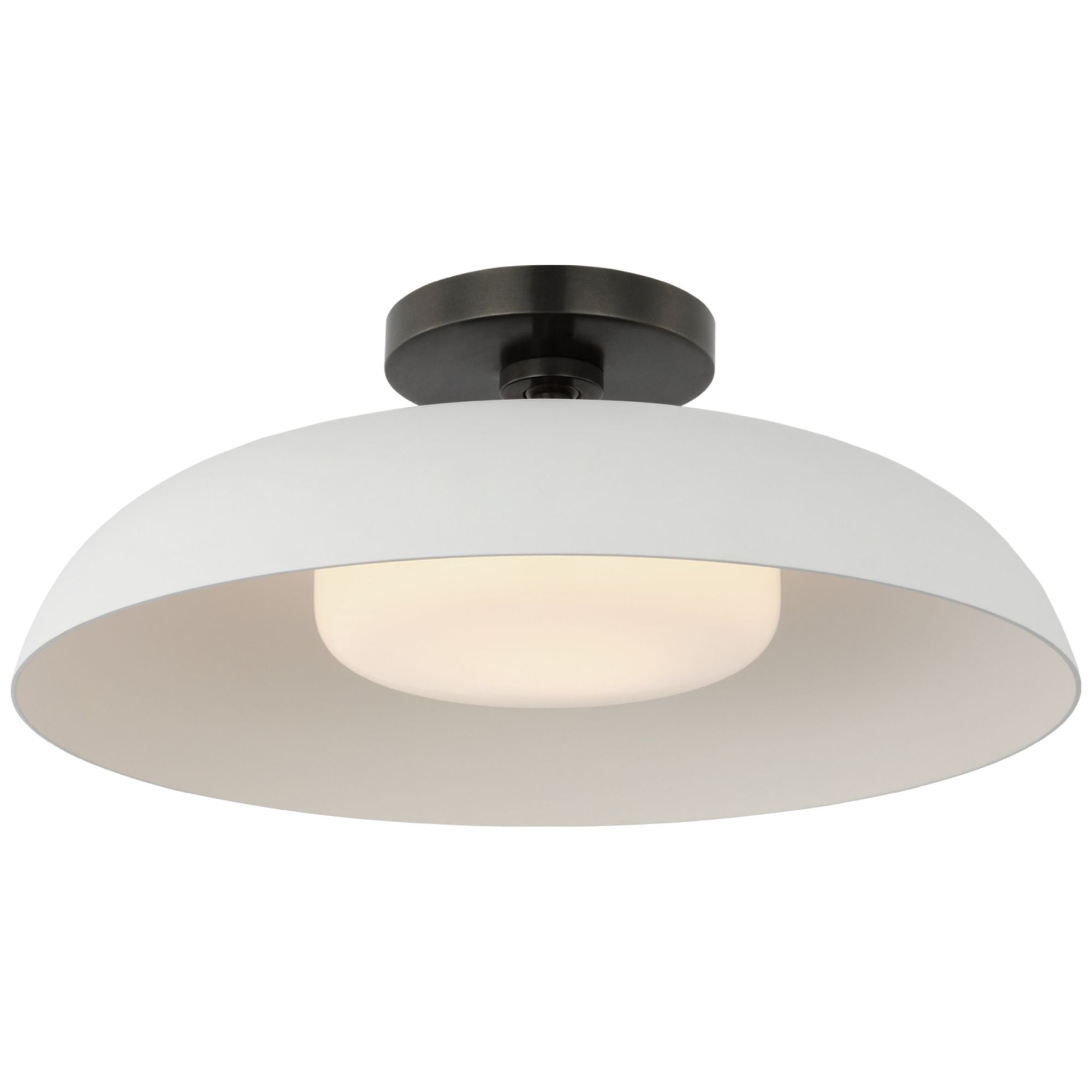 Amber Lewis Cyrus 16" Flush Mount in Bronze and White with White Glass Ceiling Light W15.5" x H6"
