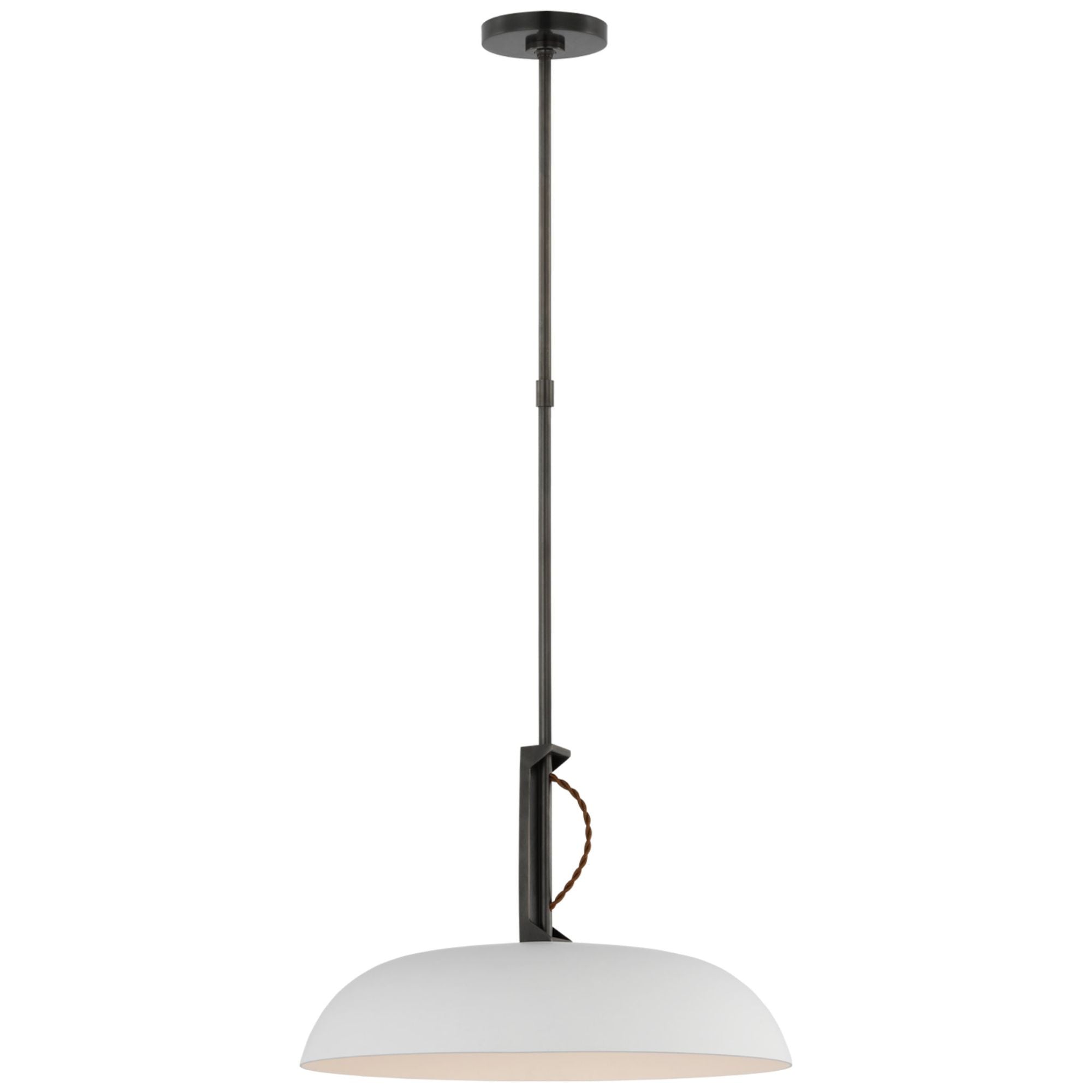 Amber Lewis Cyrus 19" Pendant in Bronze and White with White Glass Ceiling Light W18.5"