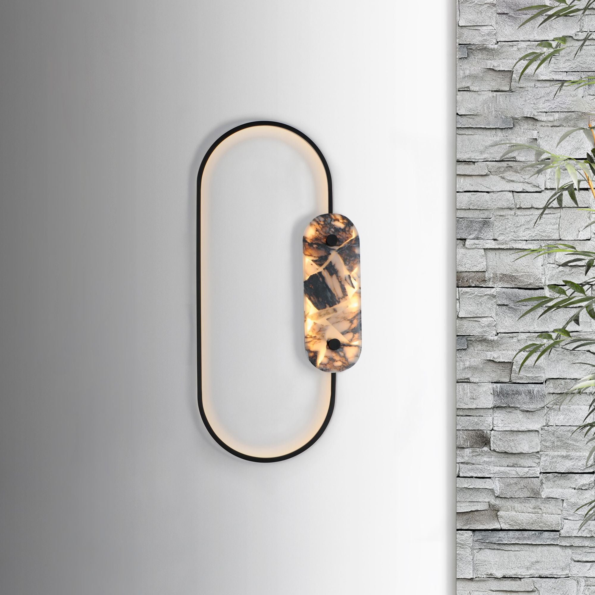 Studio M SM24801ARYBK Stonewall Striae Arya LED Wall Decor in Black by Nina Magon