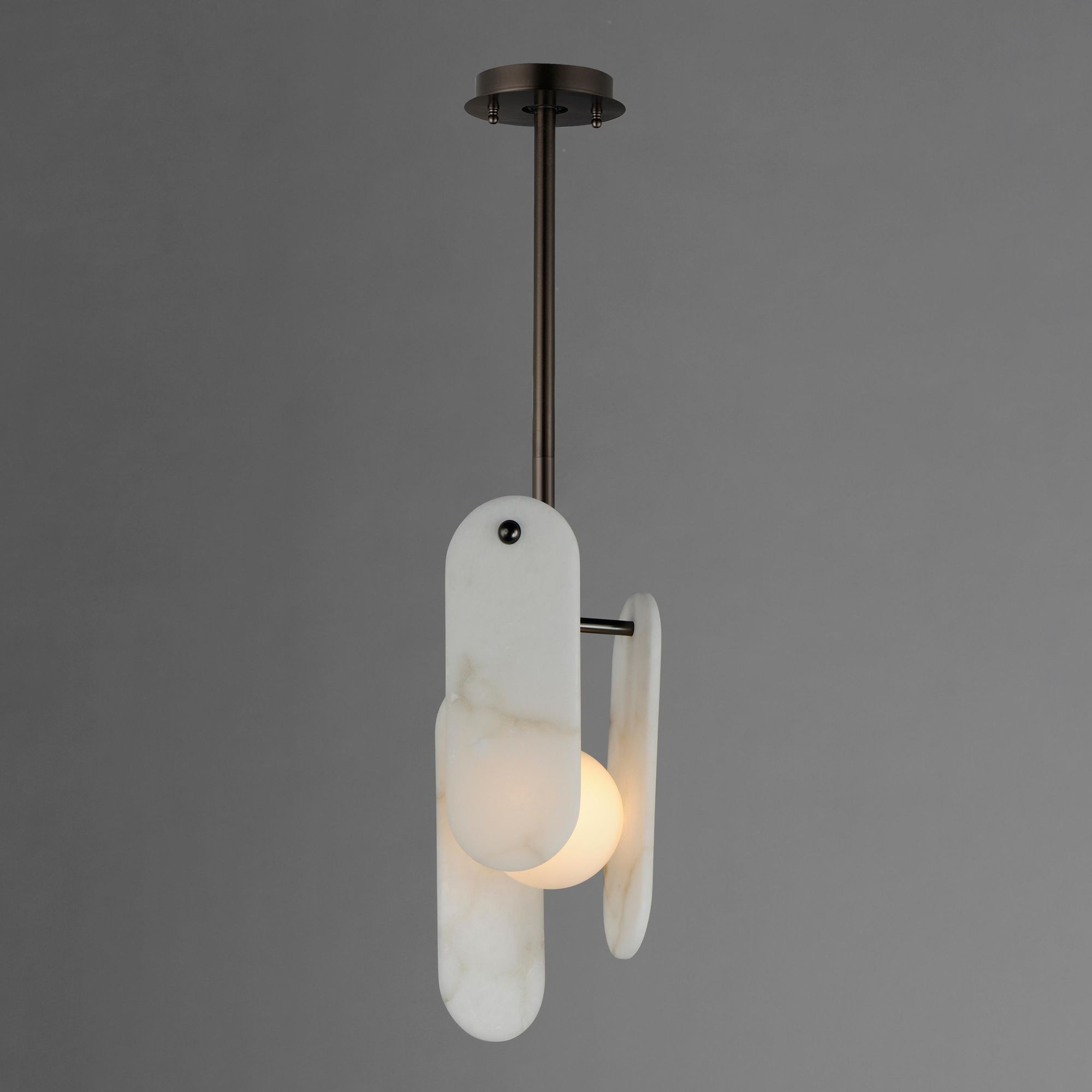 Studio M SM24811WABBZ Megalith Single Pendant Spanish Alabaster in Brushed Bronze by Nina Magon
