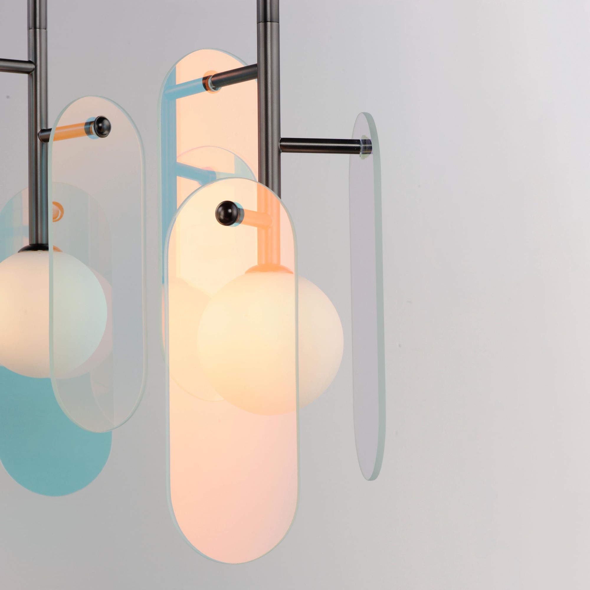 Studio M SM24815DCGM Megalith 5-Light Pendant Dichroic Glass in Gunmetal by Nina Magon