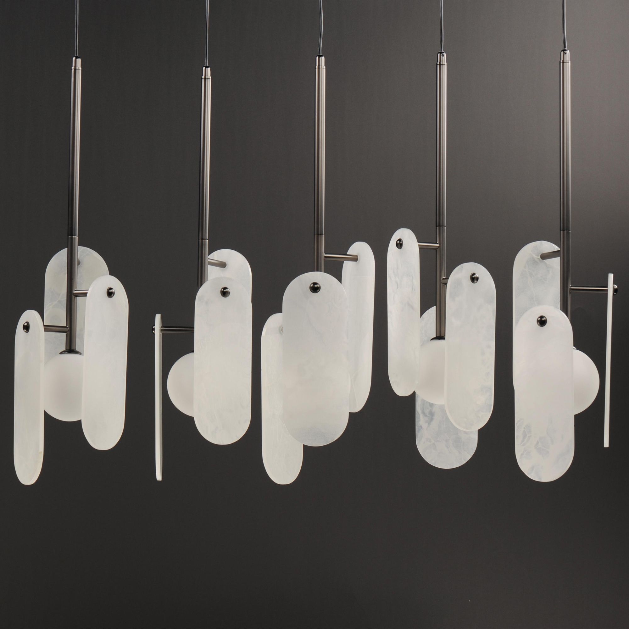 Studio M SM24815OXGM Megalith 5-Light Pendant White Onyx in Gunmetal by Nina Magon
