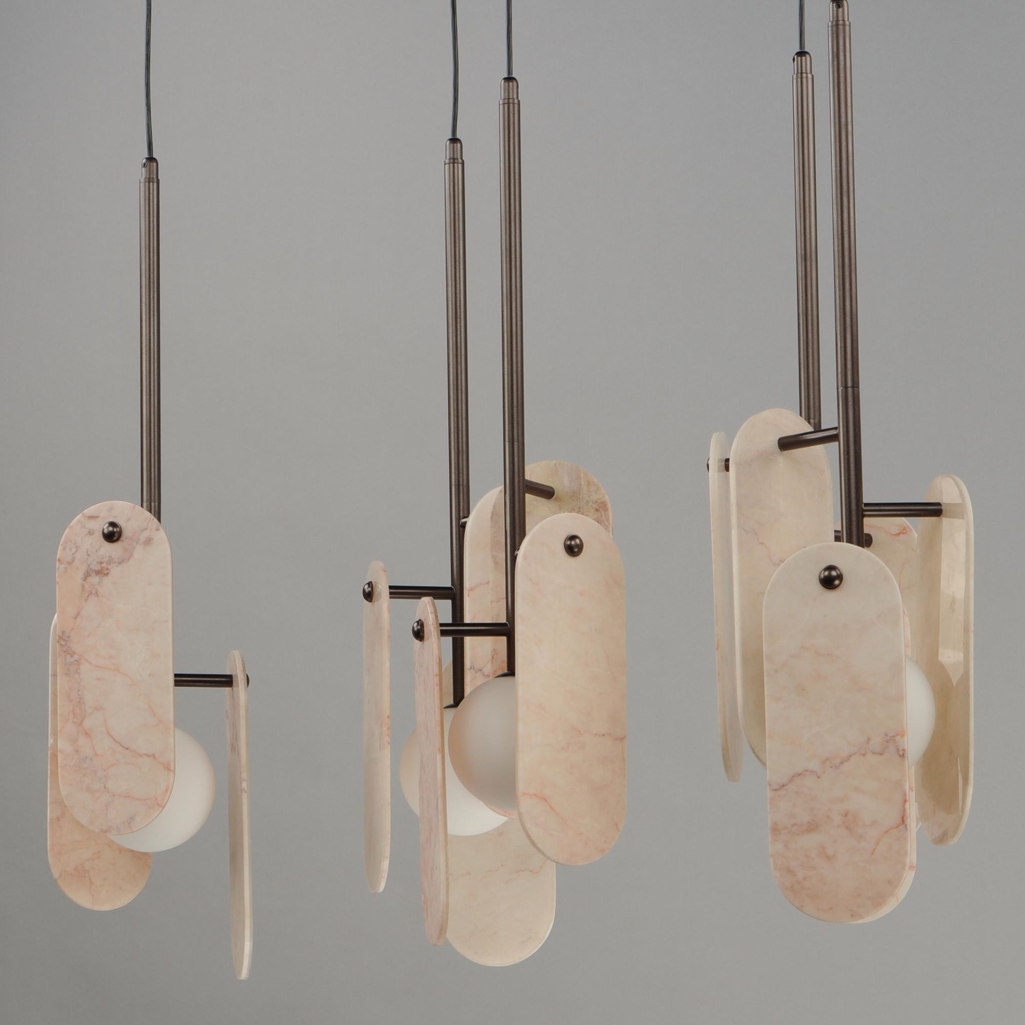 Studio M SM24815RJBBZ Megalith 5-Light Pendant Rose Jade Onyx in Brushed Bronze by Nina Magon