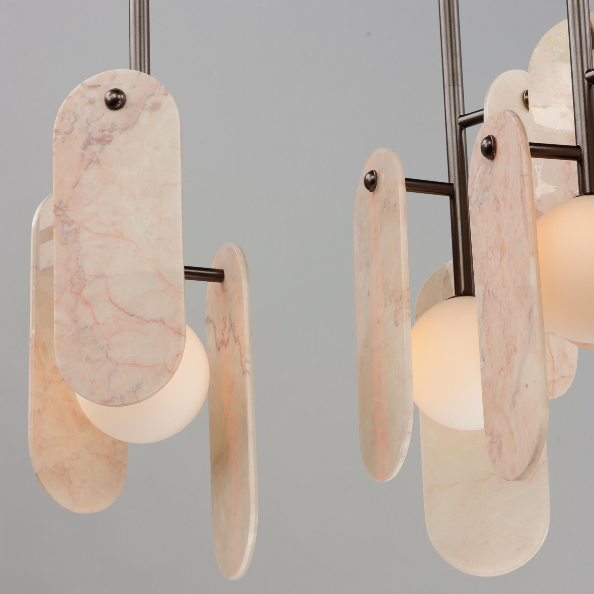 Studio M SM24815RJBBZ Megalith 5-Light Pendant Rose Jade Onyx in Brushed Bronze by Nina Magon