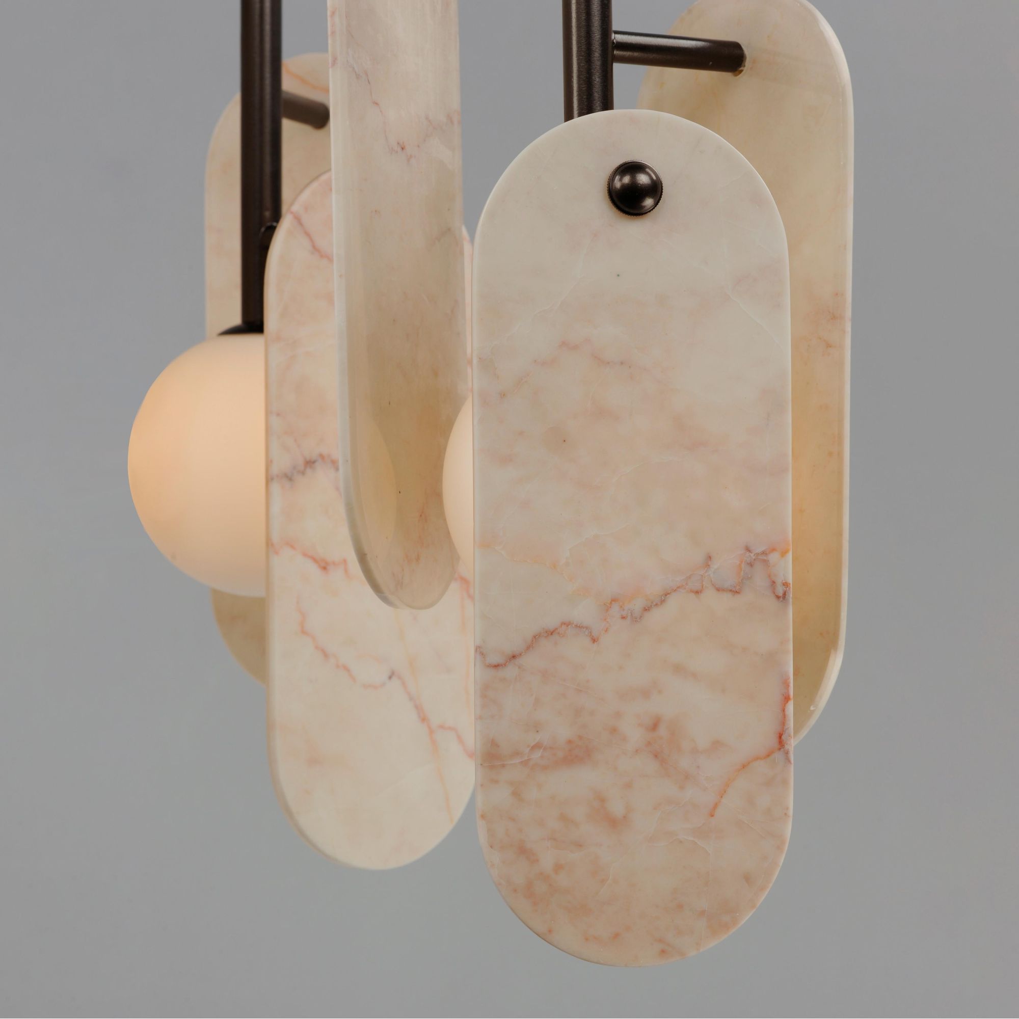 Studio M SM24815RJBBZ Megalith 5-Light Pendant Rose Jade Onyx in Brushed Bronze by Nina Magon
