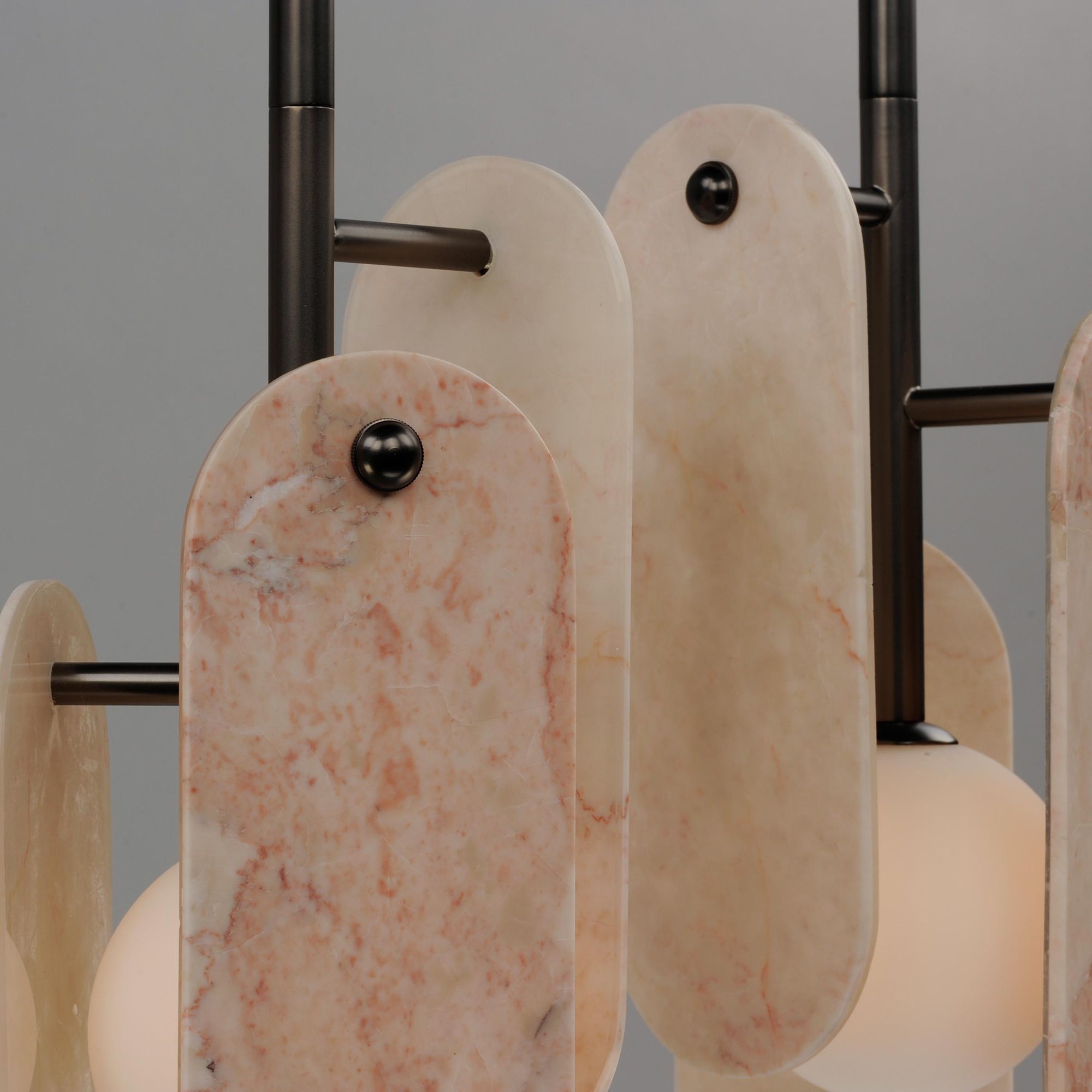 Studio M SM24815RJGM Megalith 5-Light Pendant Rose Jade Onyx in Gunmetal by Nina Magon