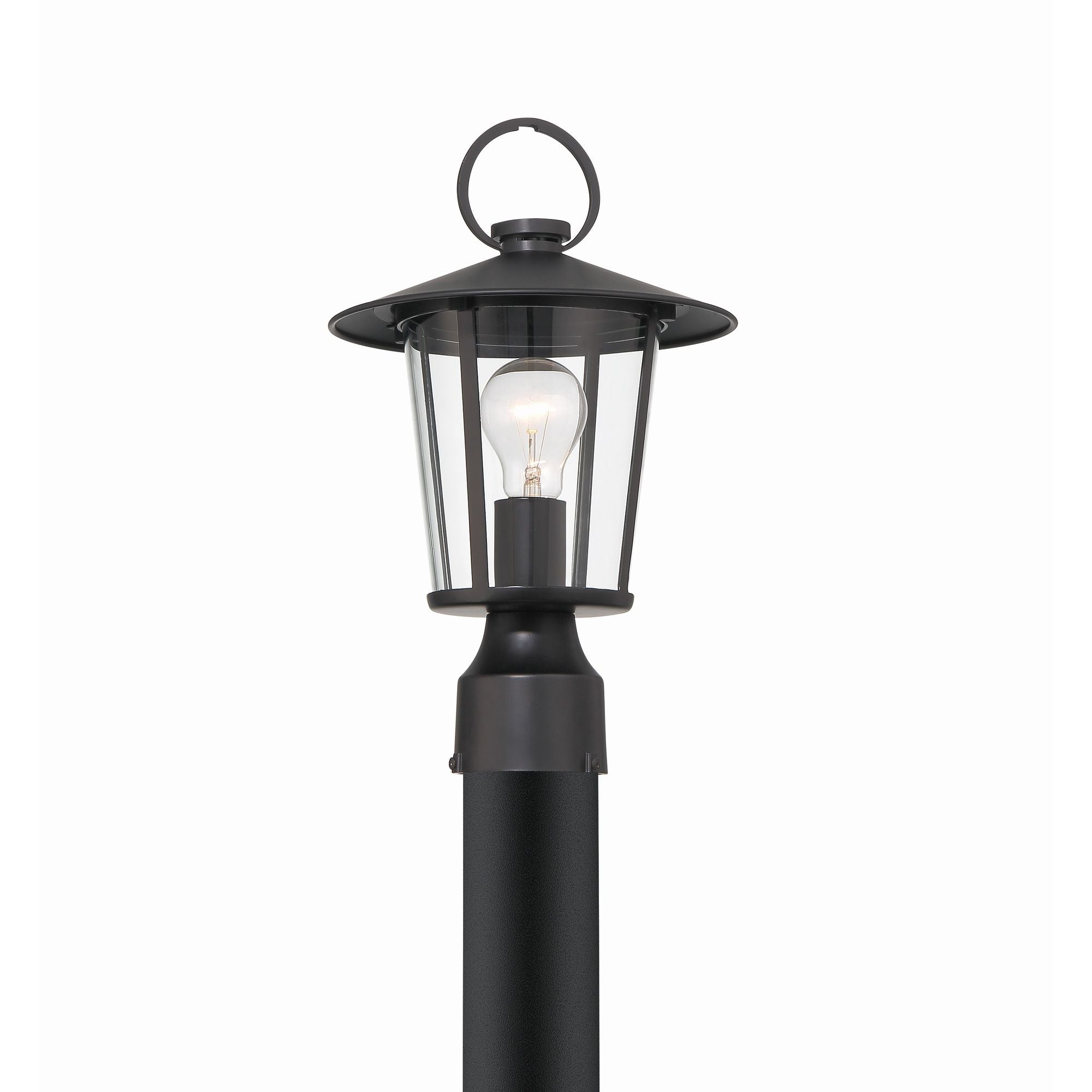 Andover 1 Light Matte Black Outdoor Post Clear Glass 9"W x 14.5"H x 9"D