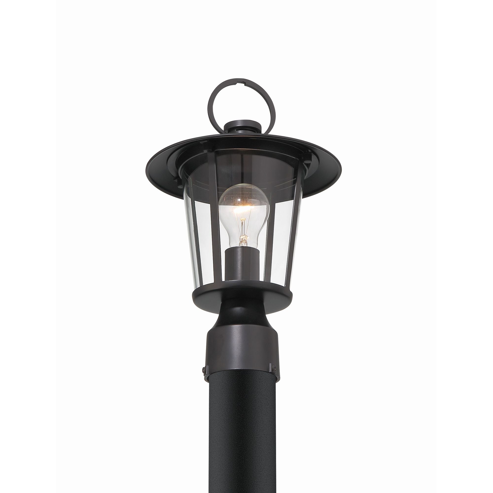 Andover 1 Light Matte Black Outdoor Post Clear Glass 9"W x 14.5"H x 9"D