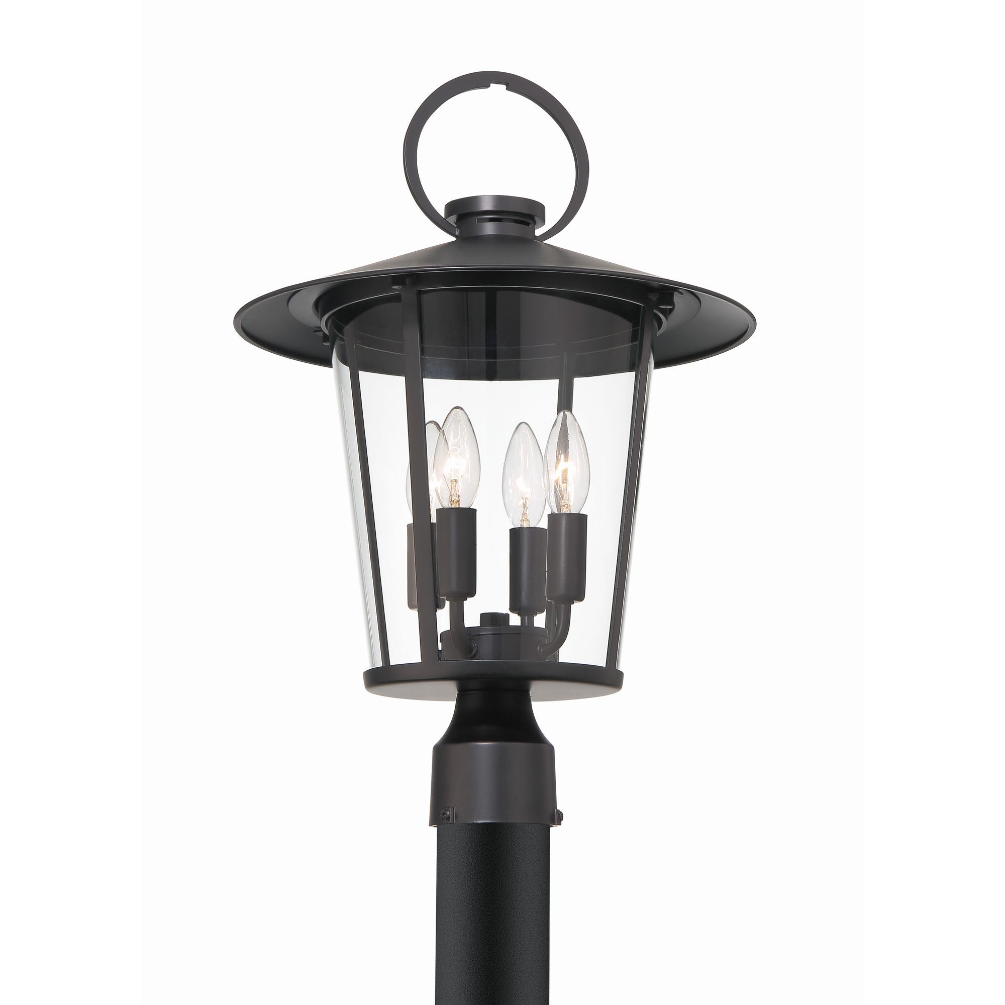 Andover 4 Light Matte Black Outdoor Post Clear Glass 14"W x 20.5"H x 14"D