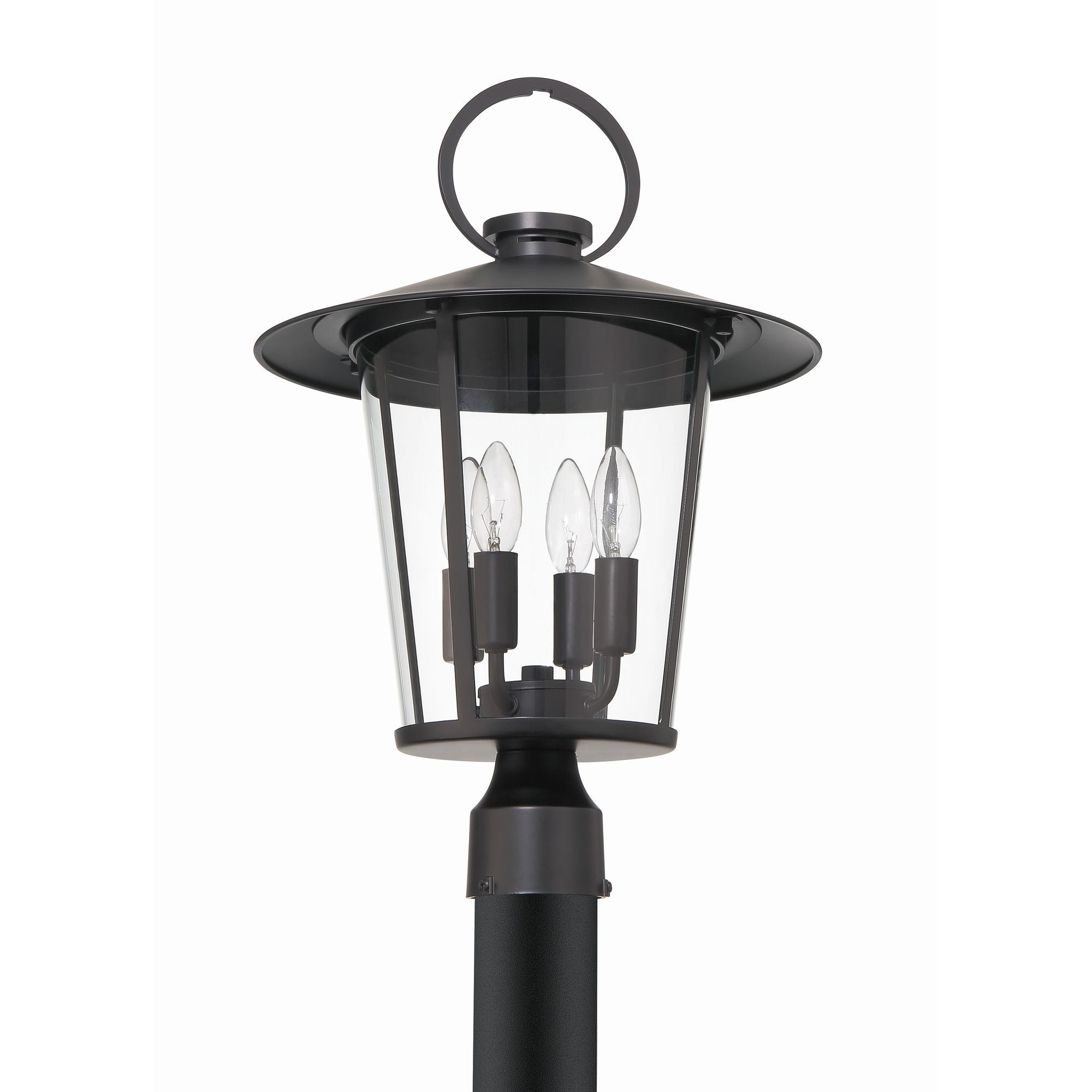 Andover 4 Light Matte Black Outdoor Post Clear Glass 14"W x 20.5"H x 14"D