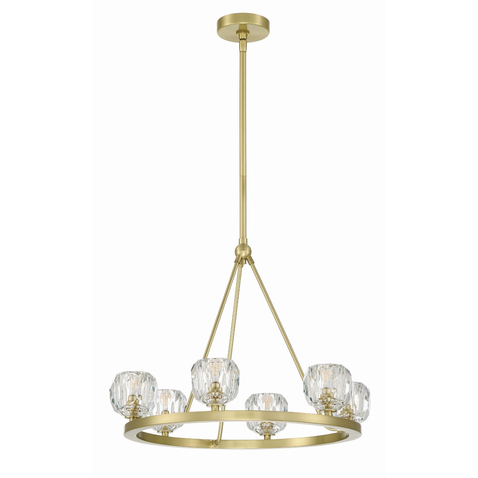 Aragon 6 Light LED Soft Brass Chandelier Faceted Cut Crystal 24"W x 18"H x 24"D