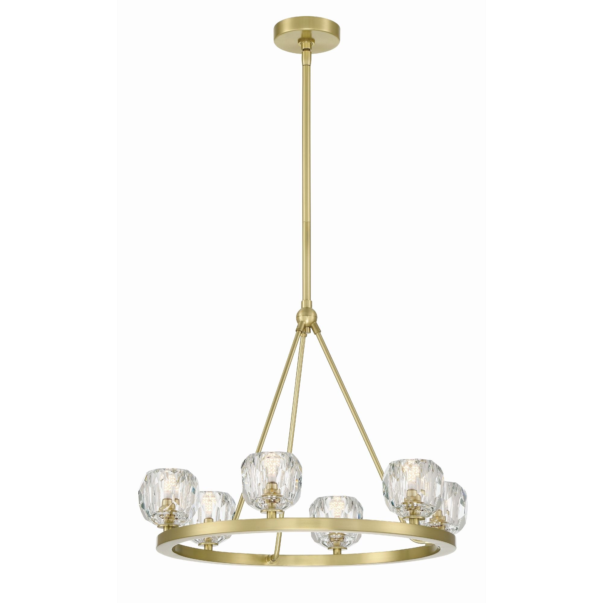 Aragon 6 Light LED Soft Brass Chandelier Faceted Cut Crystal 24"W x 18"H x 24"D