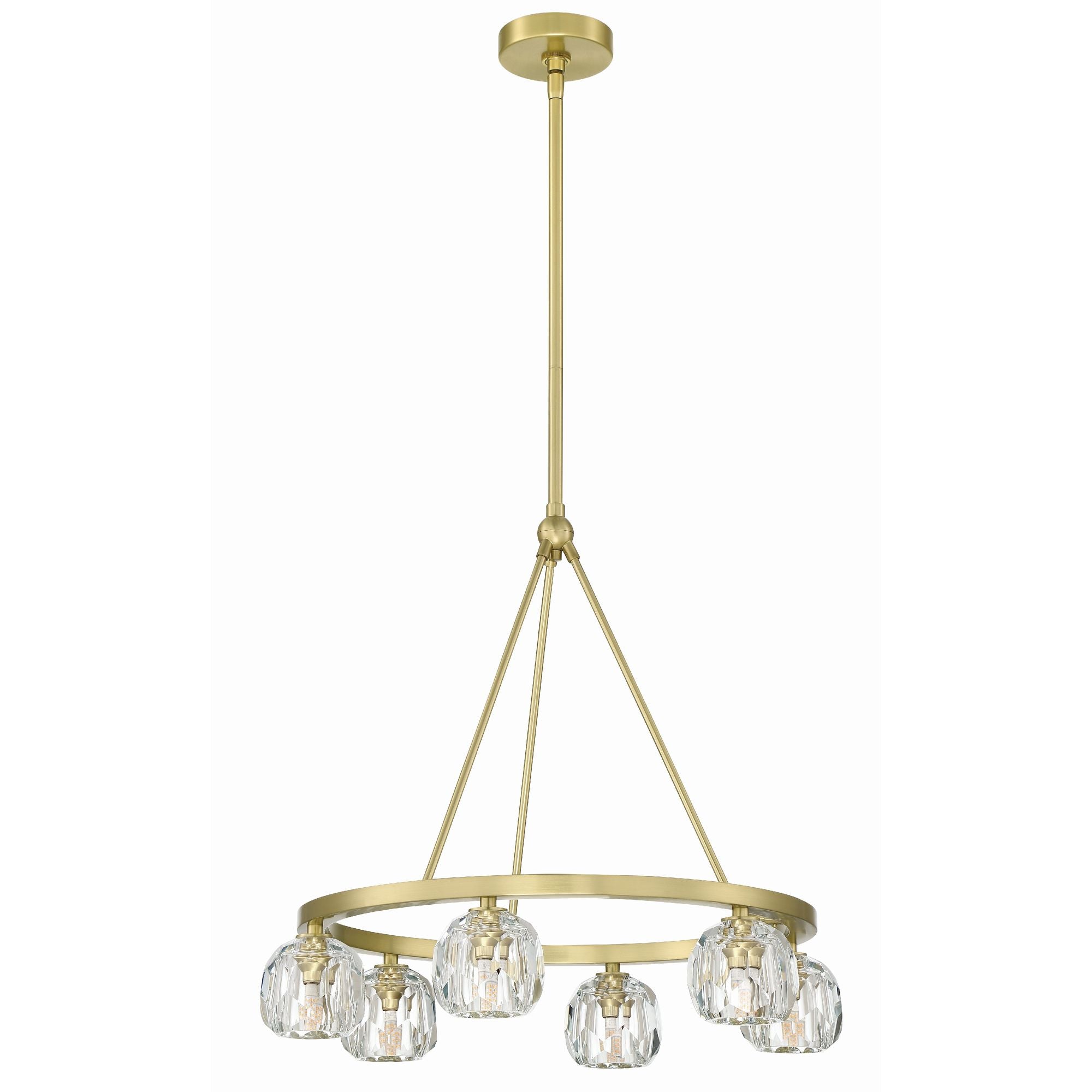 Aragon 6 Light LED Soft Brass Chandelier Faceted Cut Crystal 24"W x 18"H x 24"D