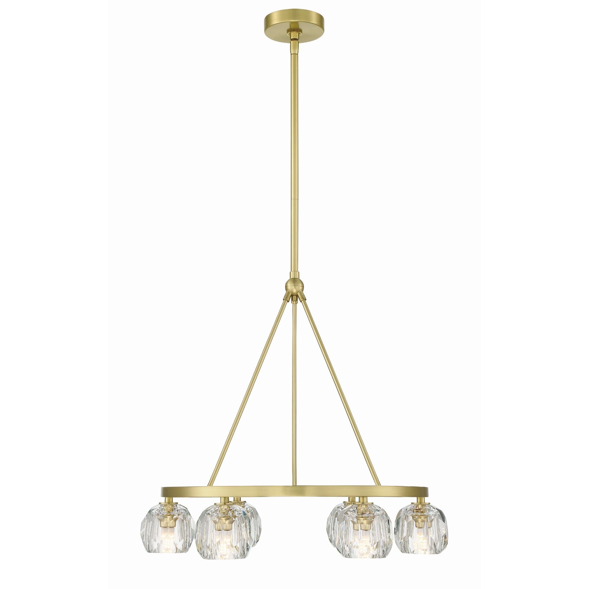Aragon 6 Light LED Soft Brass Chandelier Faceted Cut Crystal 24"W x 18"H x 24"D