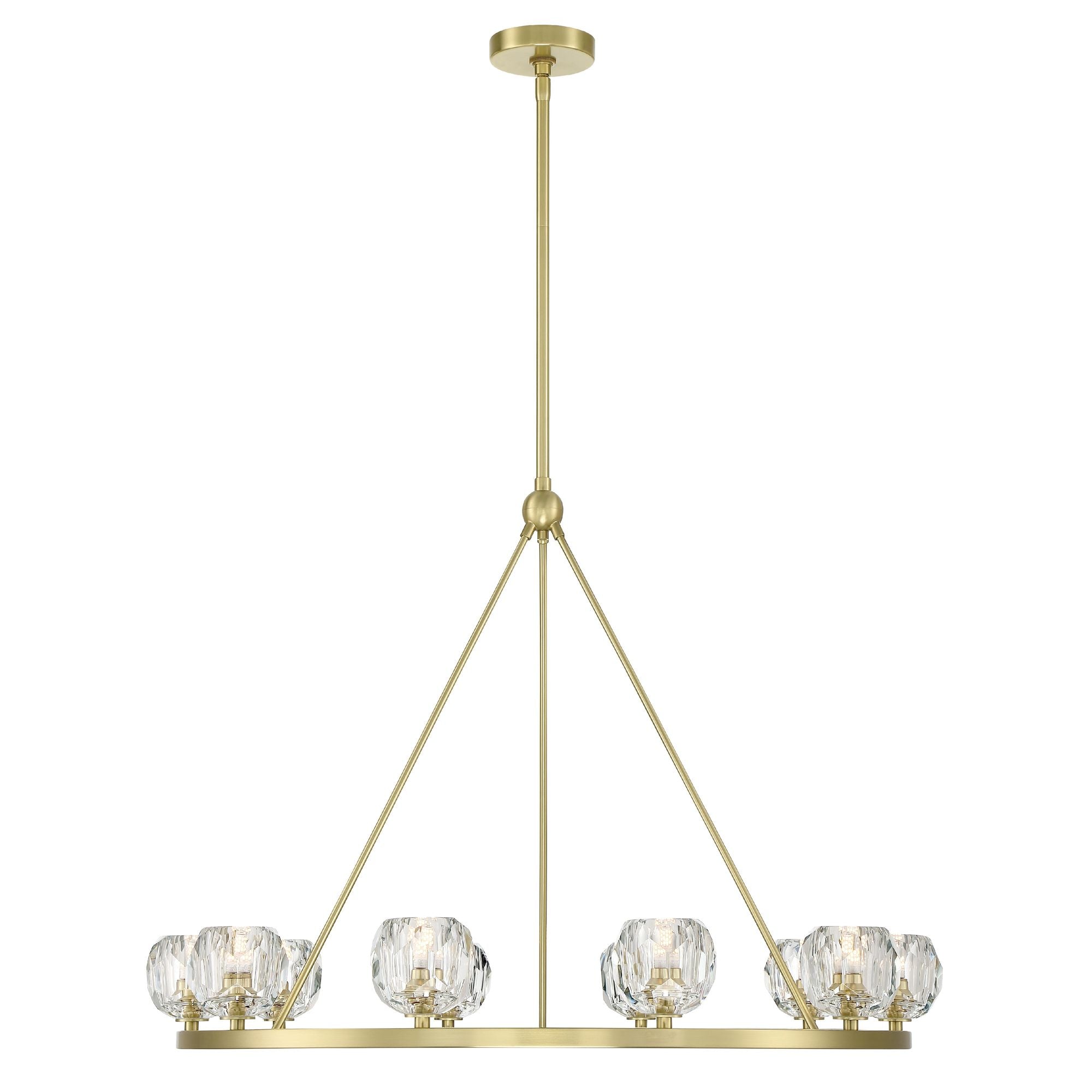 Aragon 10 Light LED Soft Brass Chandelier Faceted Cut Crystal 36"W x 26"H x 36"D