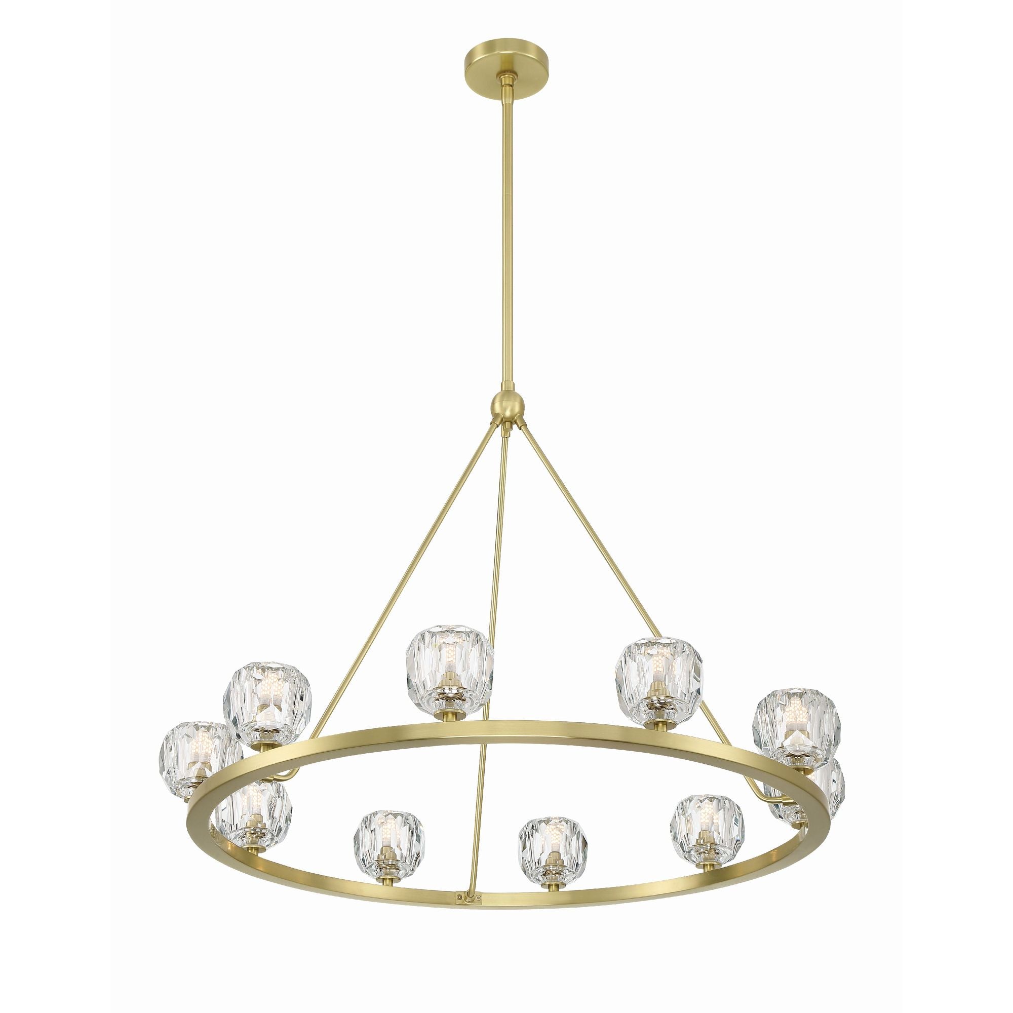 Aragon 10 Light LED Soft Brass Chandelier Faceted Cut Crystal 36"W x 26"H x 36"D
