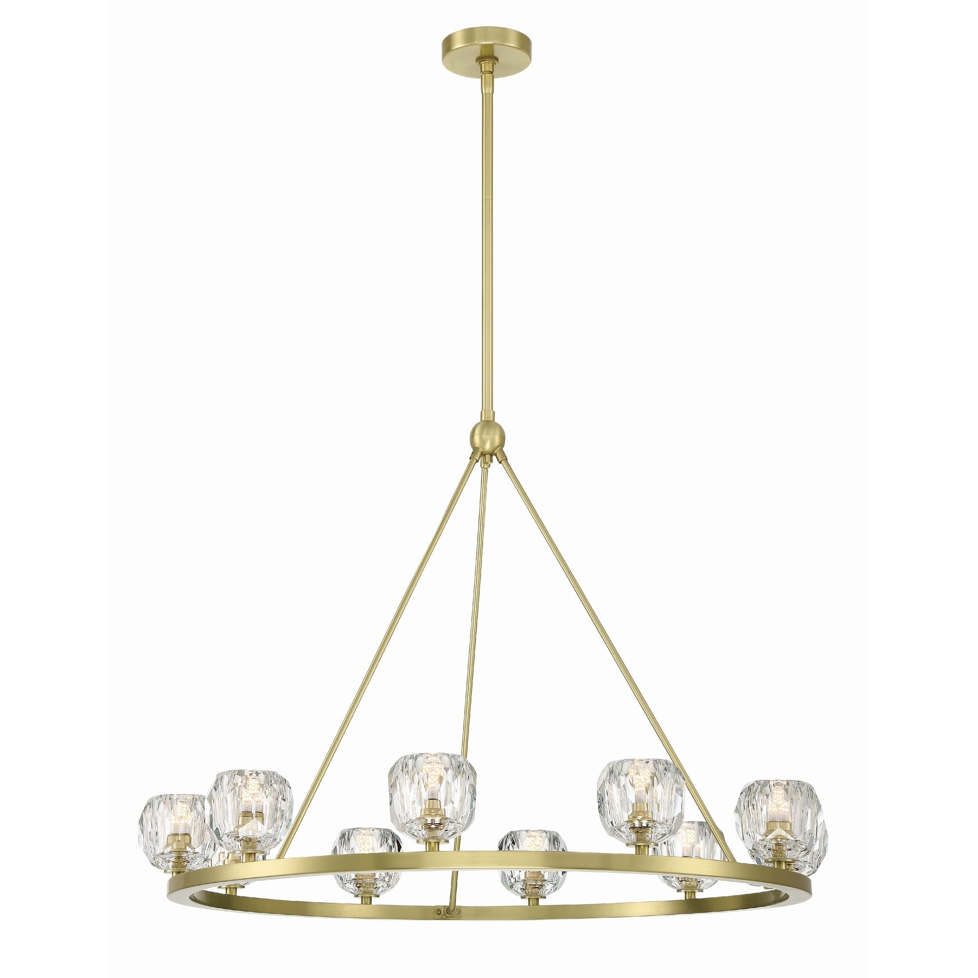 Aragon 10 Light LED Soft Brass Chandelier Faceted Cut Crystal 36"W x 26"H x 36"D