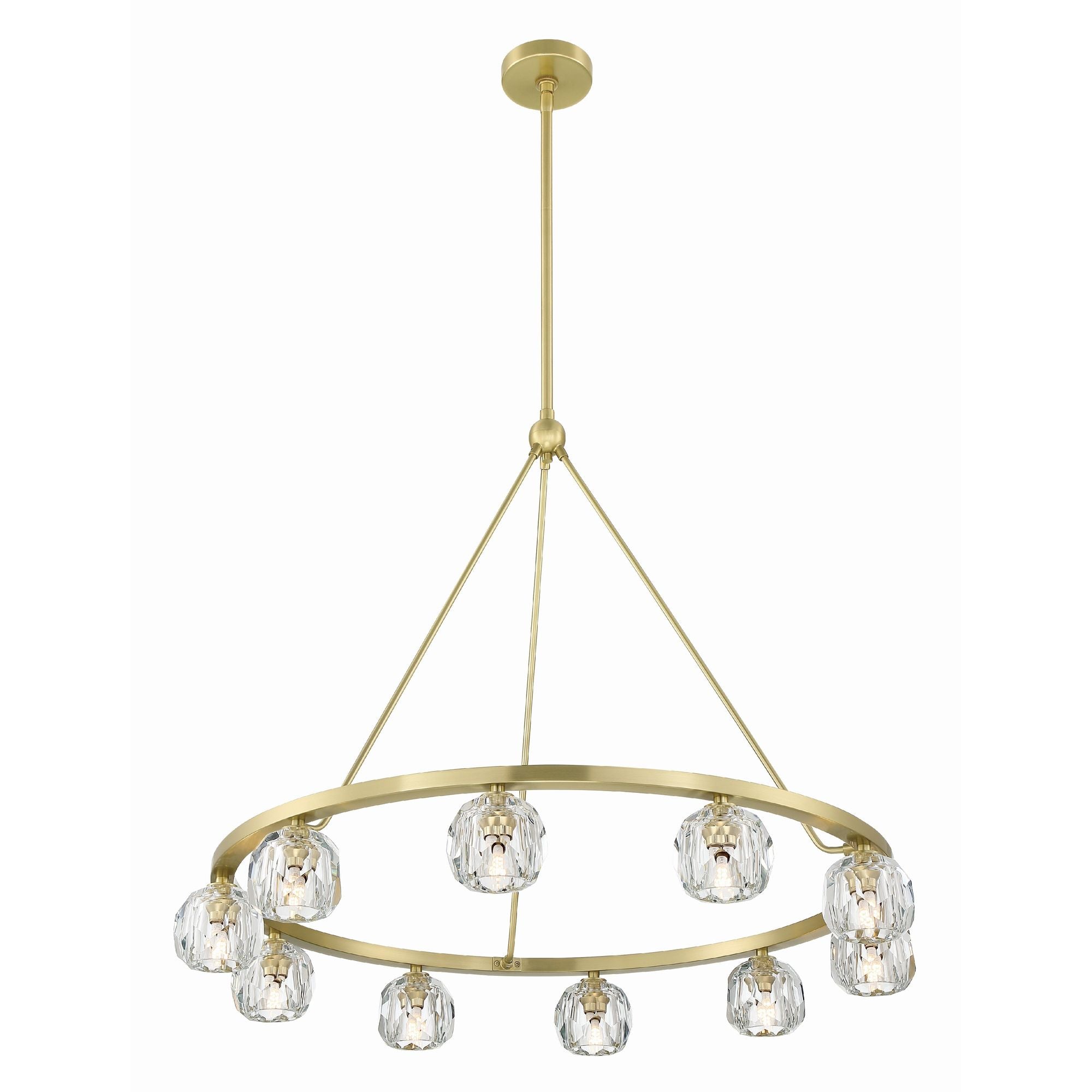 Aragon 10 Light LED Soft Brass Chandelier Faceted Cut Crystal 36"W x 26"H x 36"D